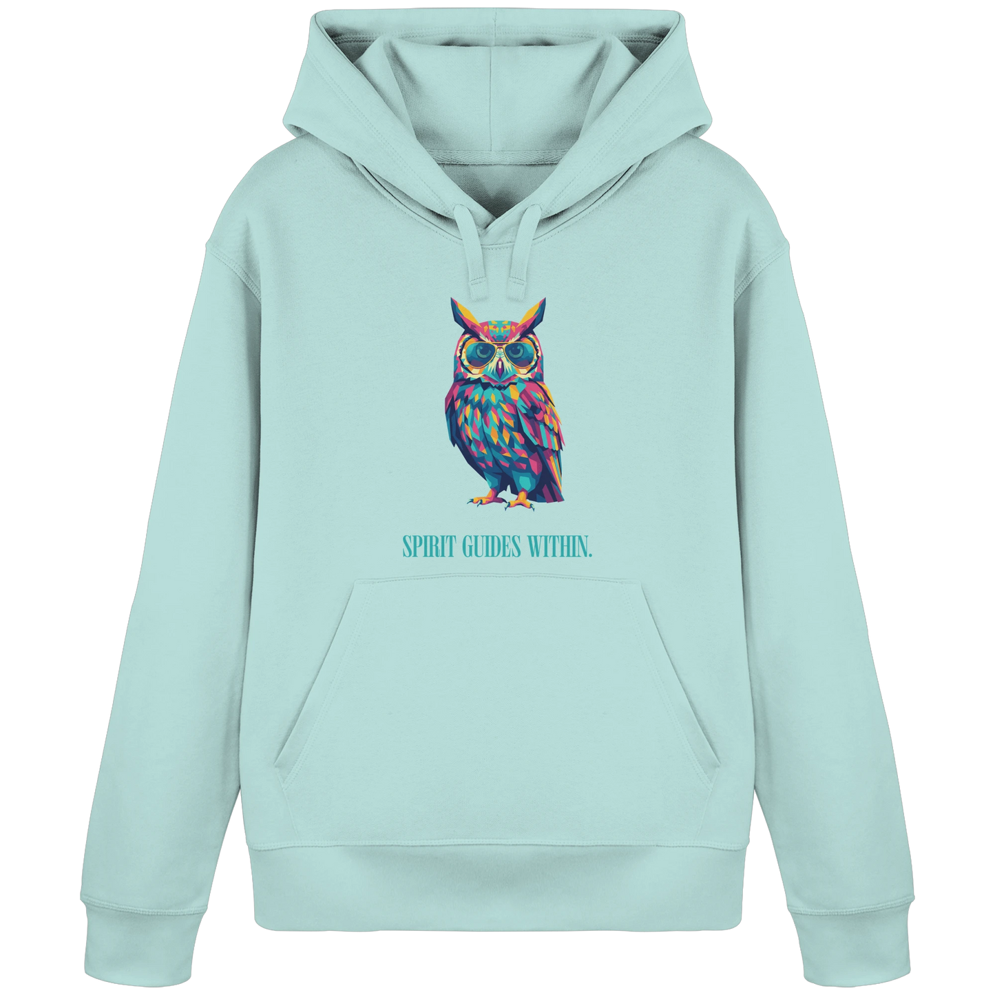 Bio Damen Hoodie in Anthracite mit Krafttier Eule Geometric Motiv