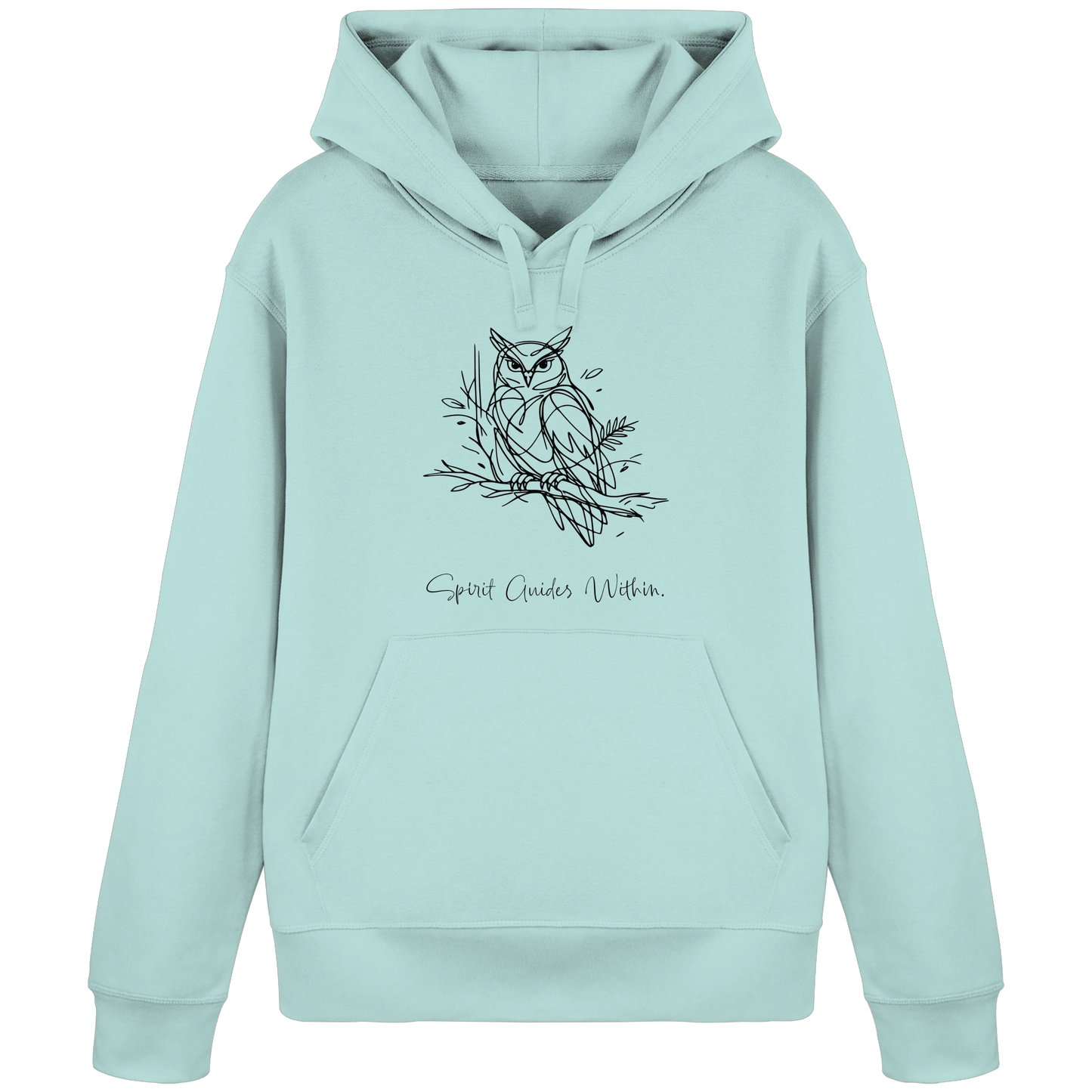 Bio Damen Hoodie in Canyon Pink mit Krafttier Eule Lineart Motiv