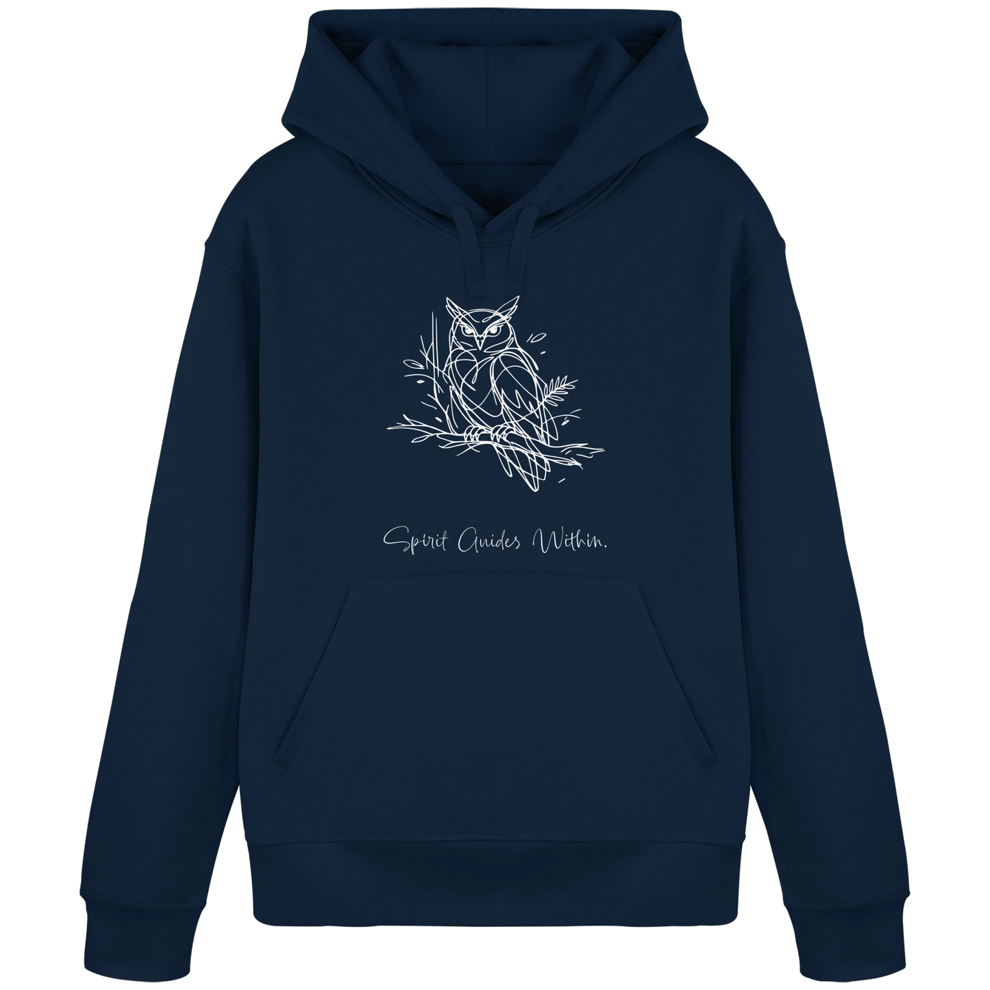 Bio Damen Hoodie in Canyon Pink mit Krafttier Eule Lineart Motiv