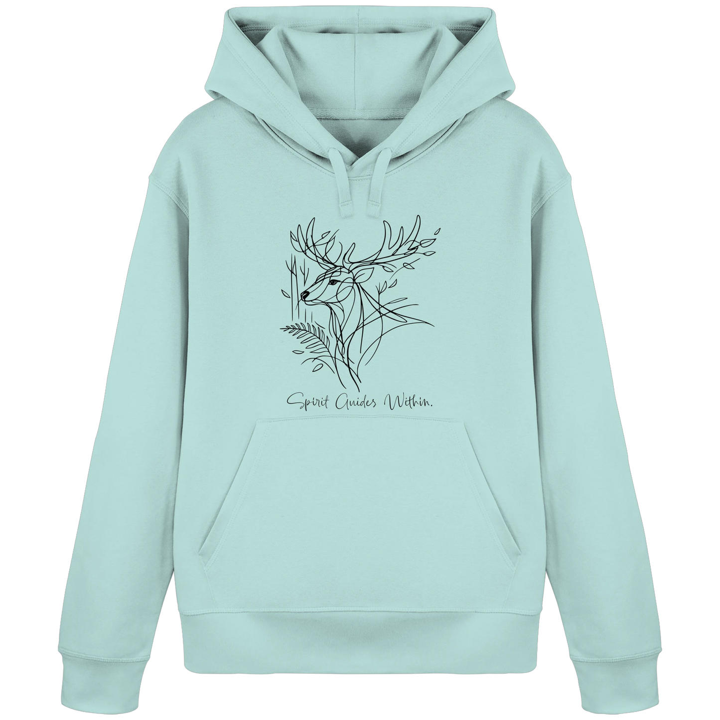 Bio Damen Hoodie in Canyon Pink mit Krafttier Hirsch Lineart Motiv