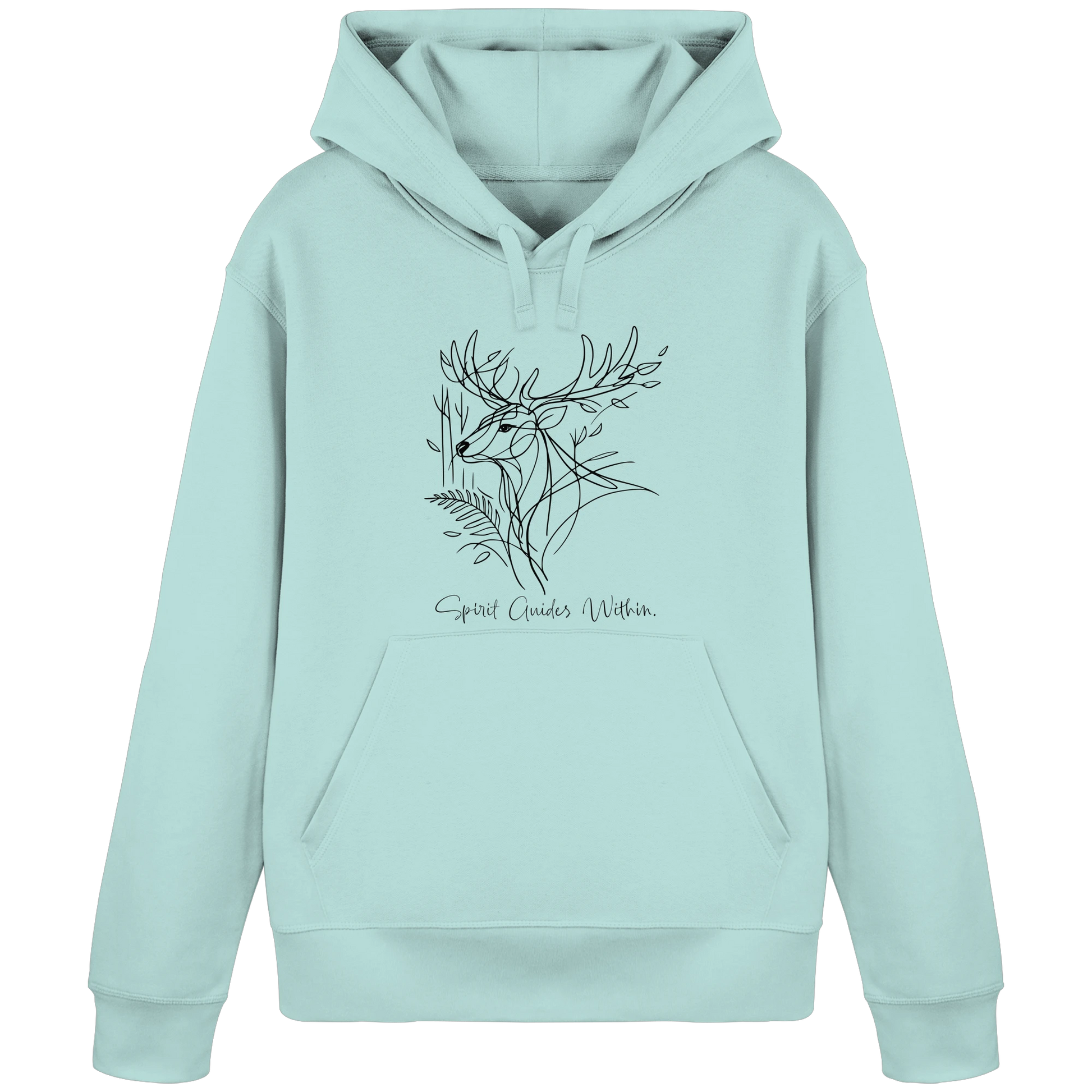 Bio Damen Hoodie in Canyon Pink mit Krafttier Hirsch Lineart Motiv