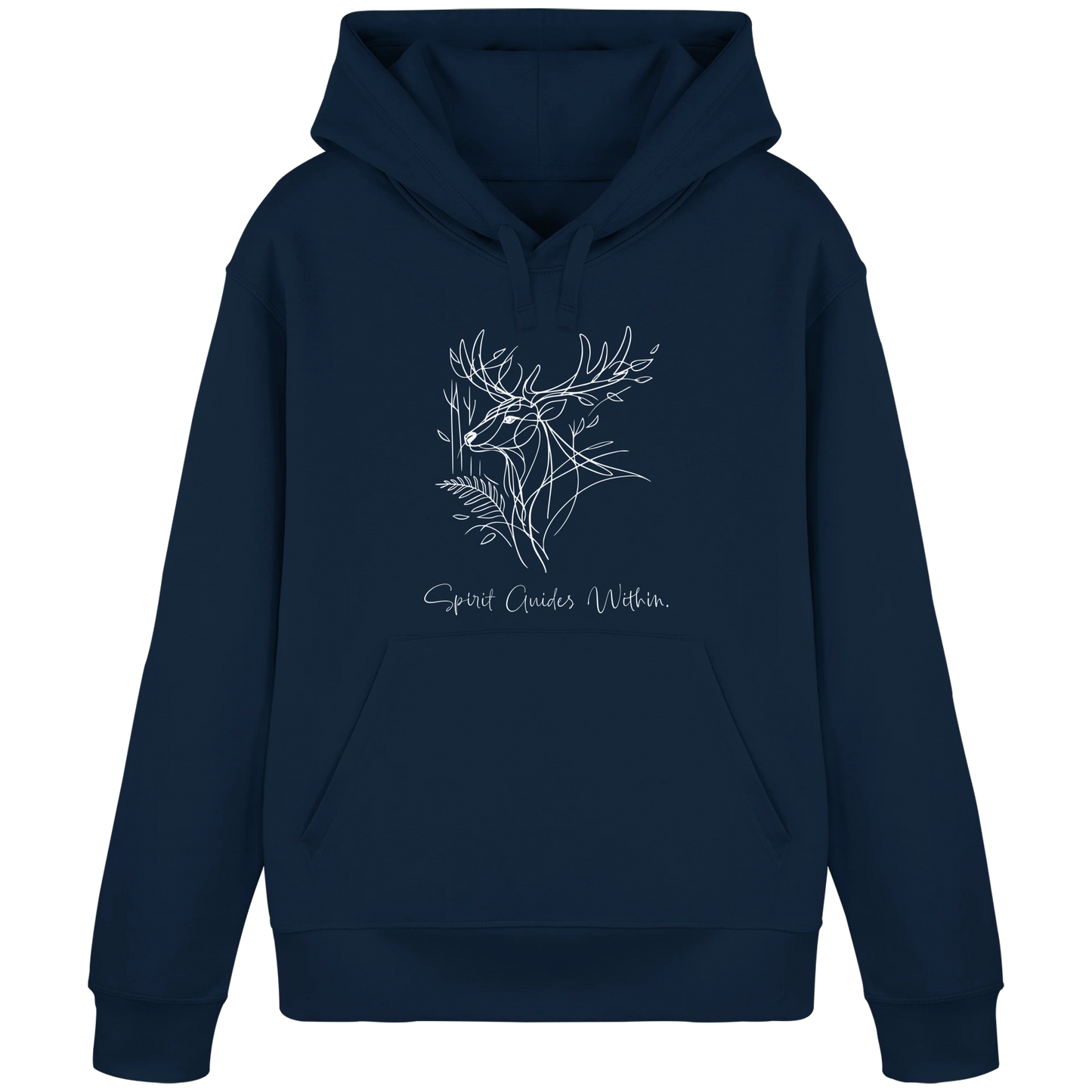 Bio Damen Hoodie in Canyon Pink mit Krafttier Hirsch Lineart Motiv