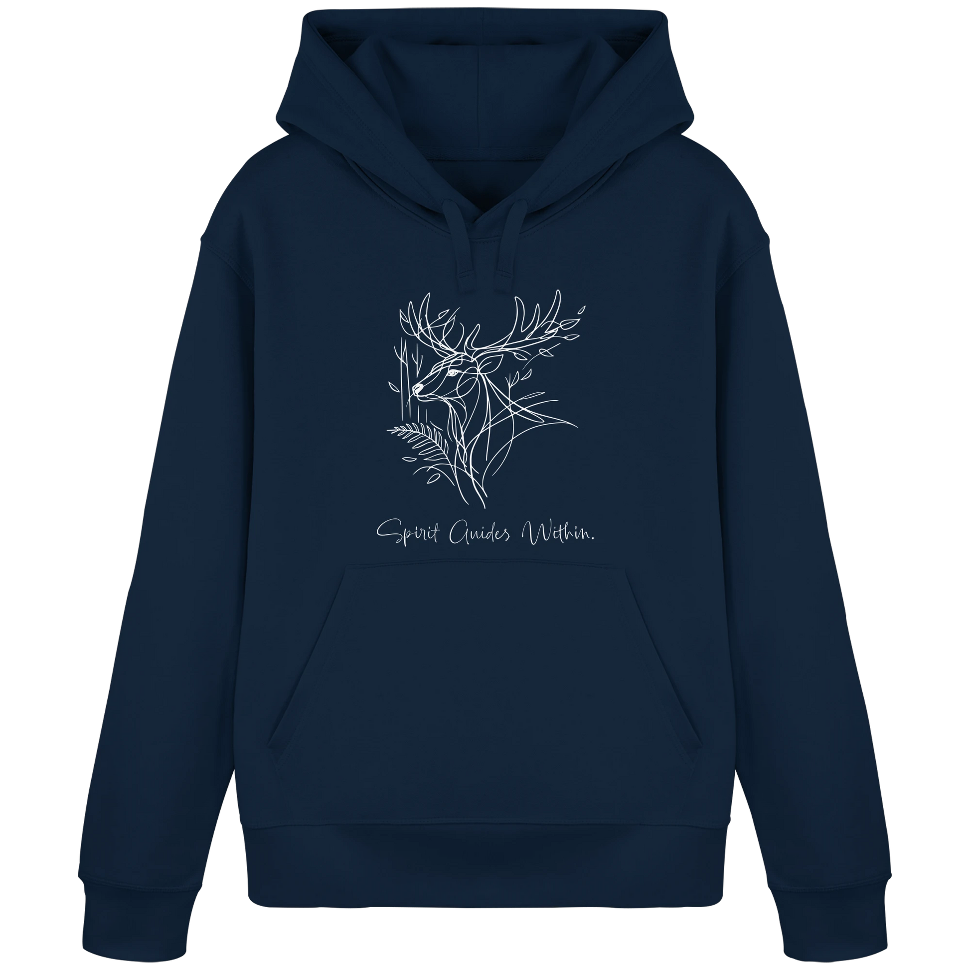 Bio Damen Hoodie in Canyon Pink mit Krafttier Hirsch Lineart Motiv