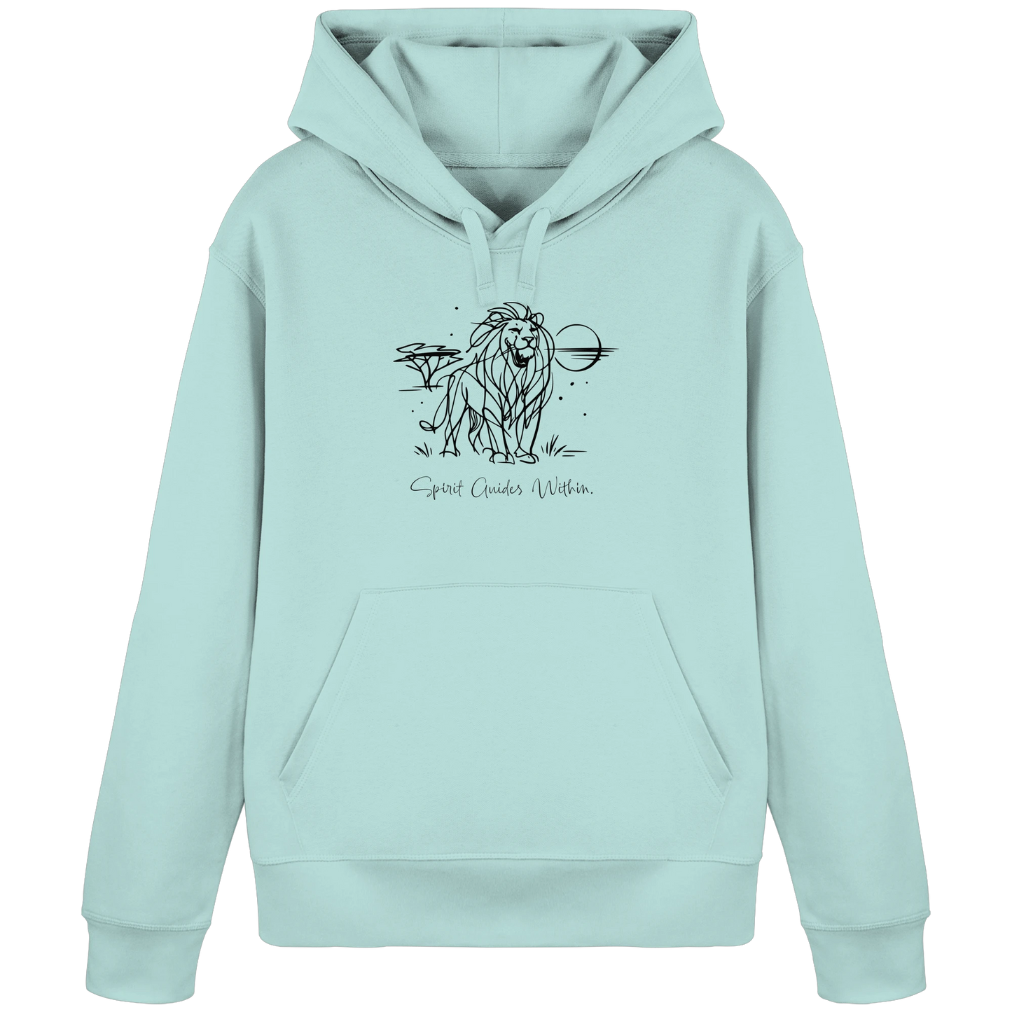 Bio Damen Hoodie in Canyon Pink mit Krafttier Löwe Motiv