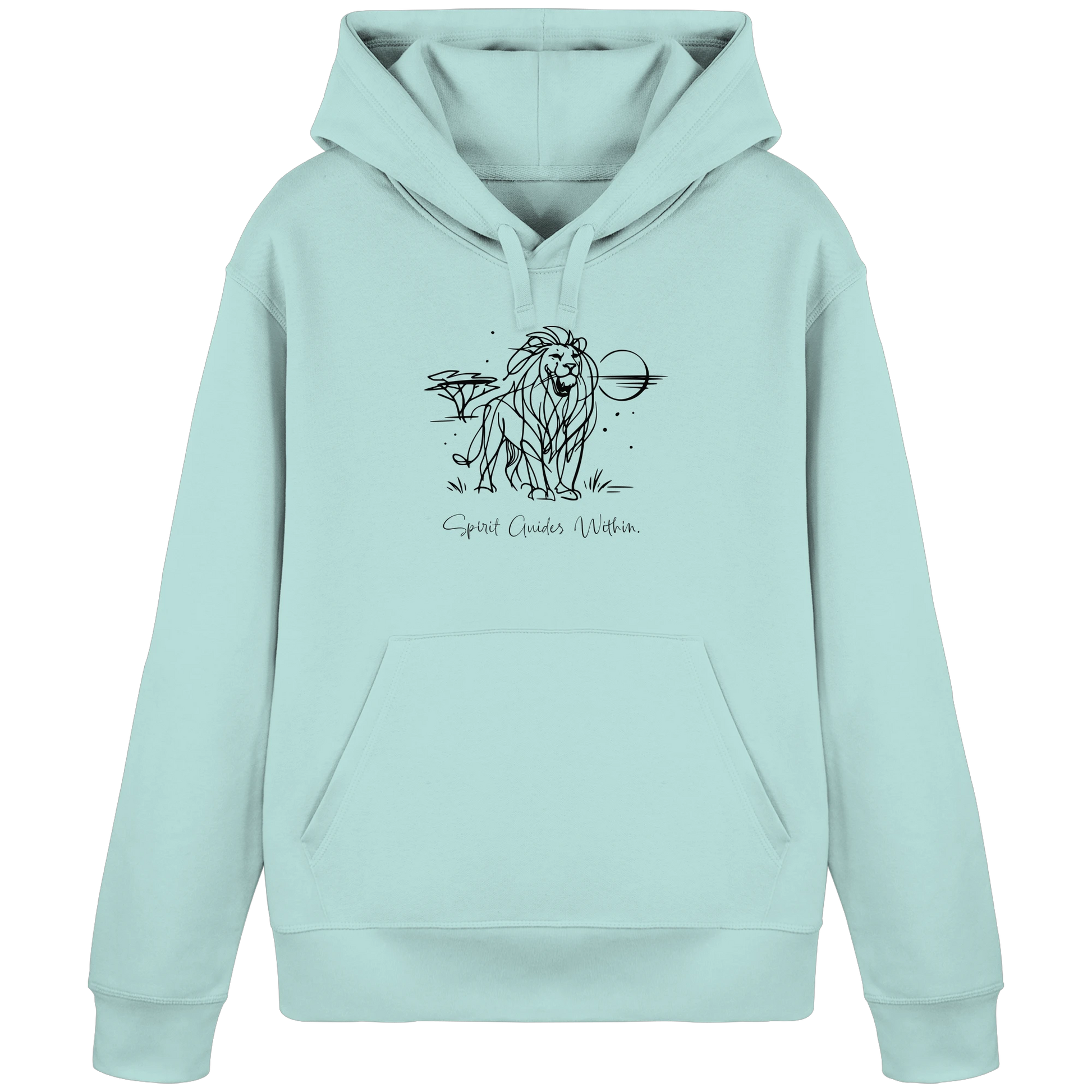 Bio Damen Hoodie in Canyon Pink mit Krafttier Löwe Motiv