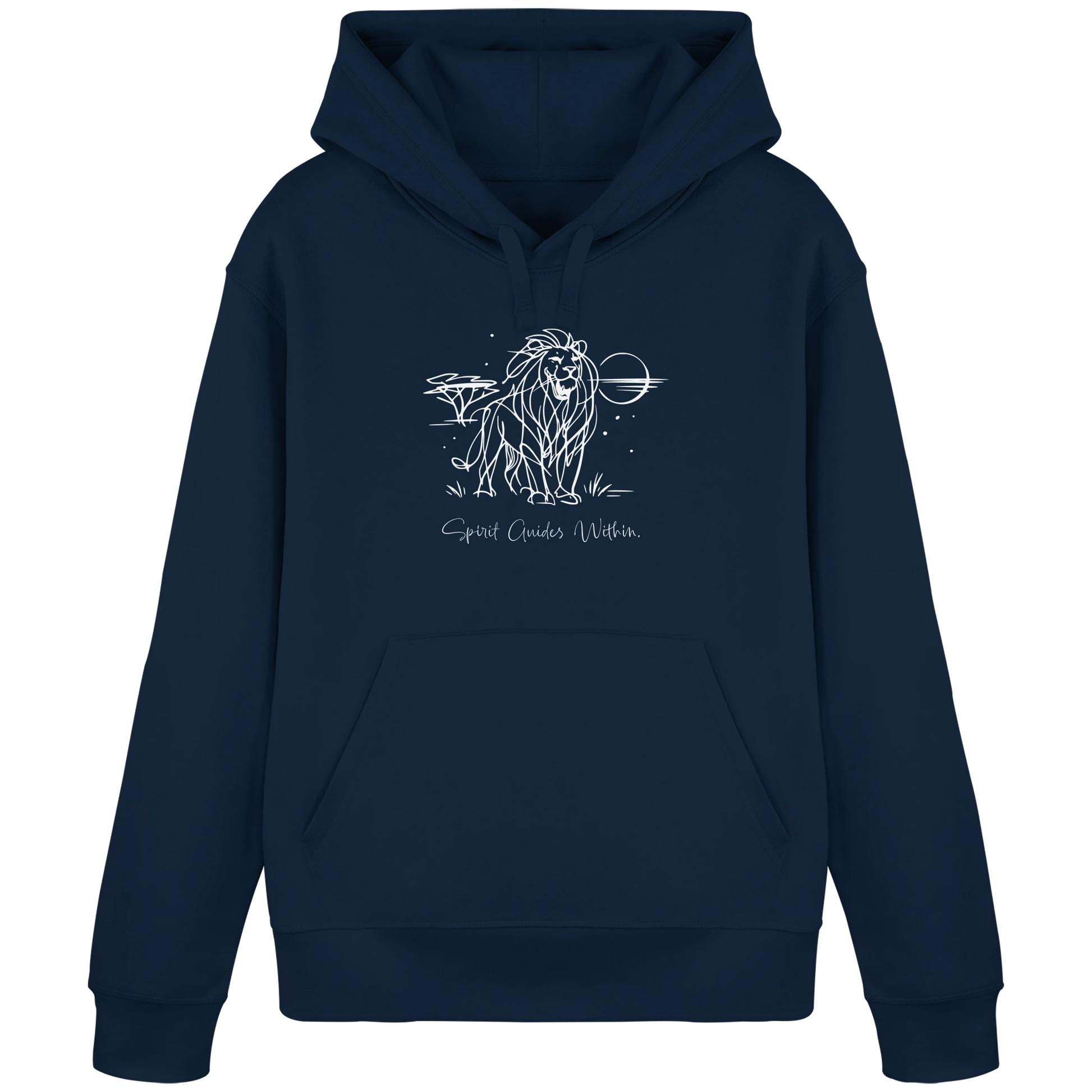 Bio Damen Hoodie in Canyon Pink mit Krafttier Löwe Motiv