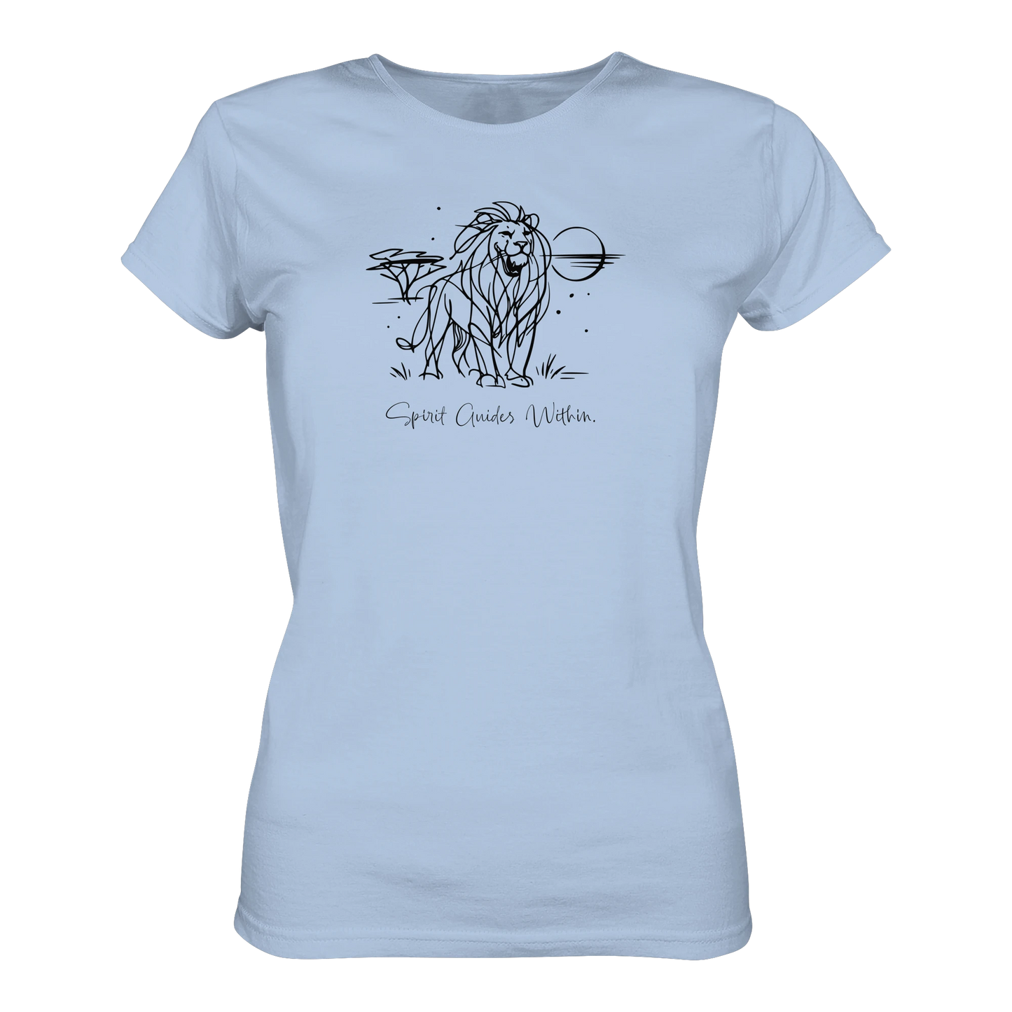 Bio Damen T-Shirt in Blue Soul mit Krafttier Löwe Motiv