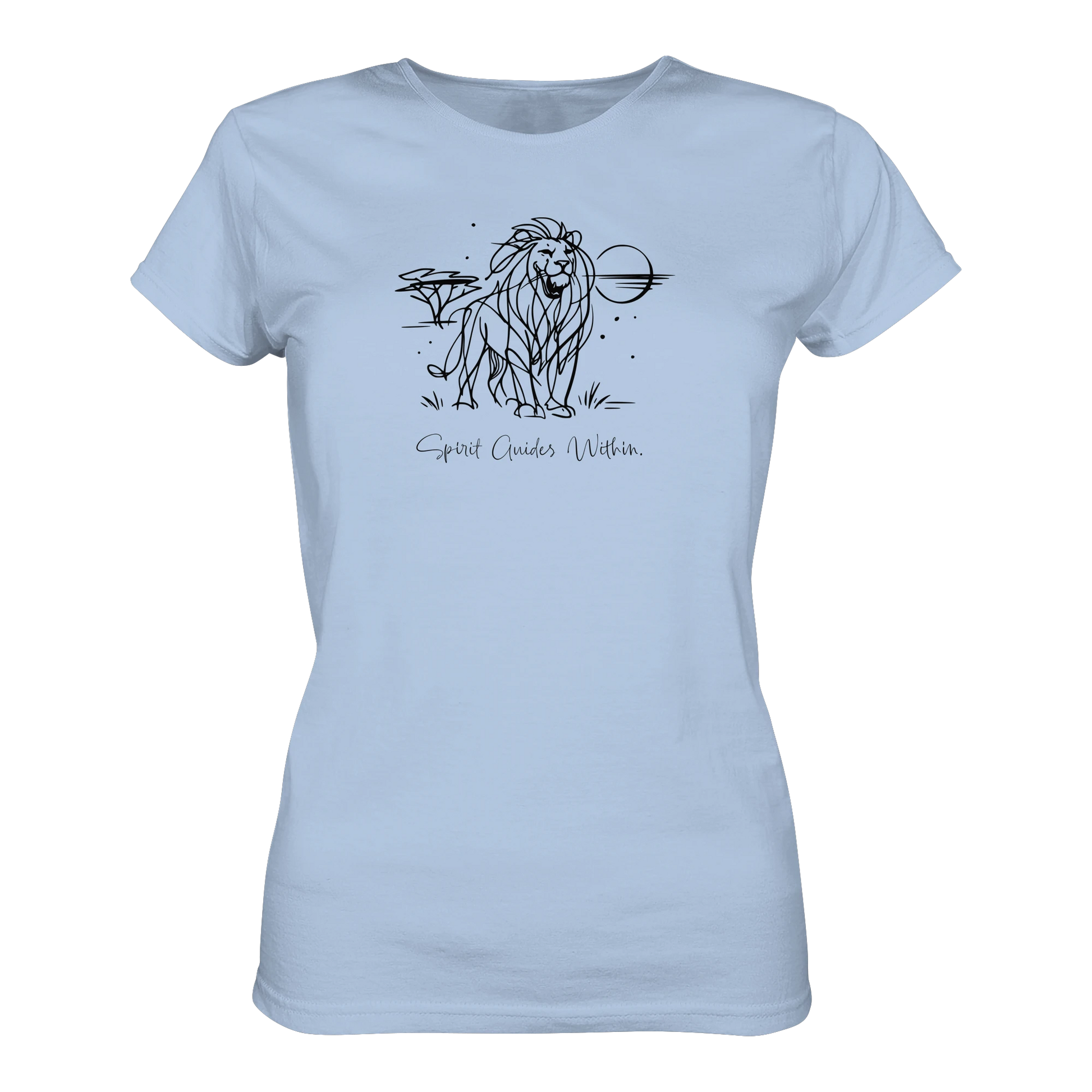 Bio Damen T-Shirt in Blue Soul mit Krafttier Löwe Motiv