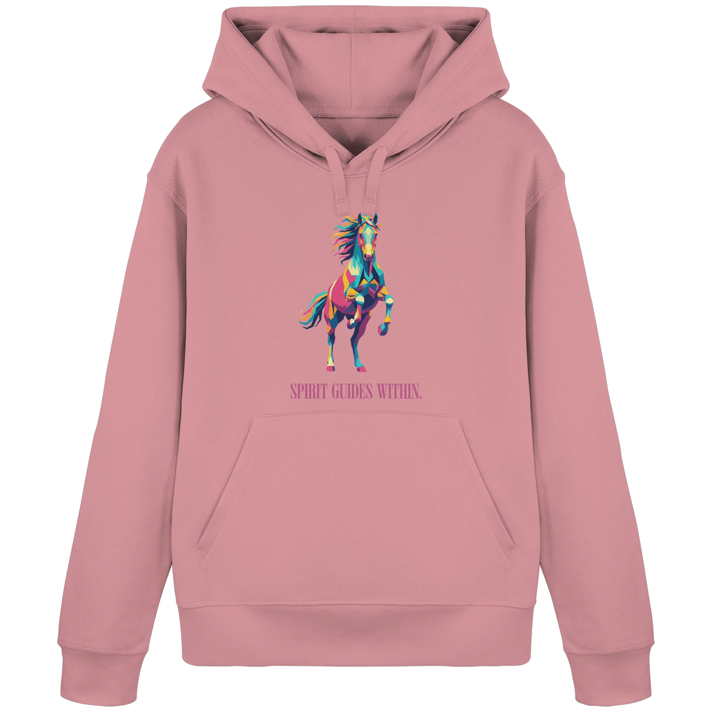 Bio Damen Hoodie in Anthracite mit Krafttier Pferd Geometric Motiv