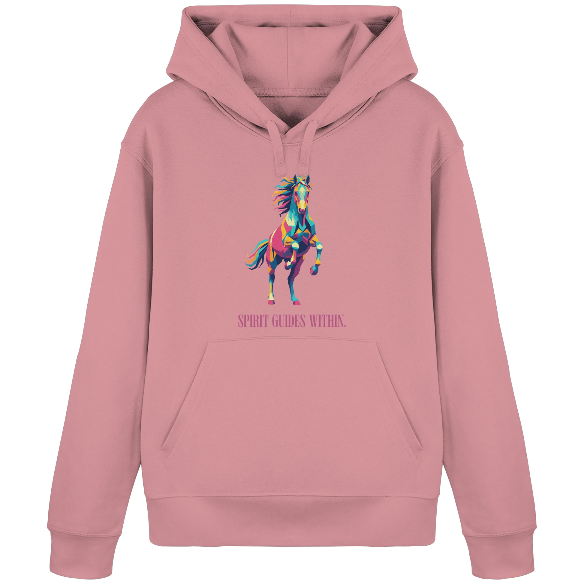 Bio Damen Hoodie in Anthracite mit Krafttier Pferd Geometric Motiv