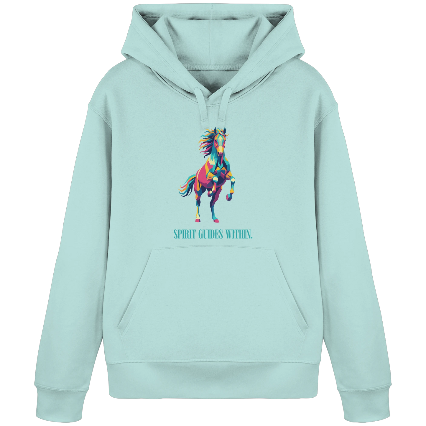 Bio Damen Hoodie in Anthracite mit Krafttier Pferd Geometric Motiv