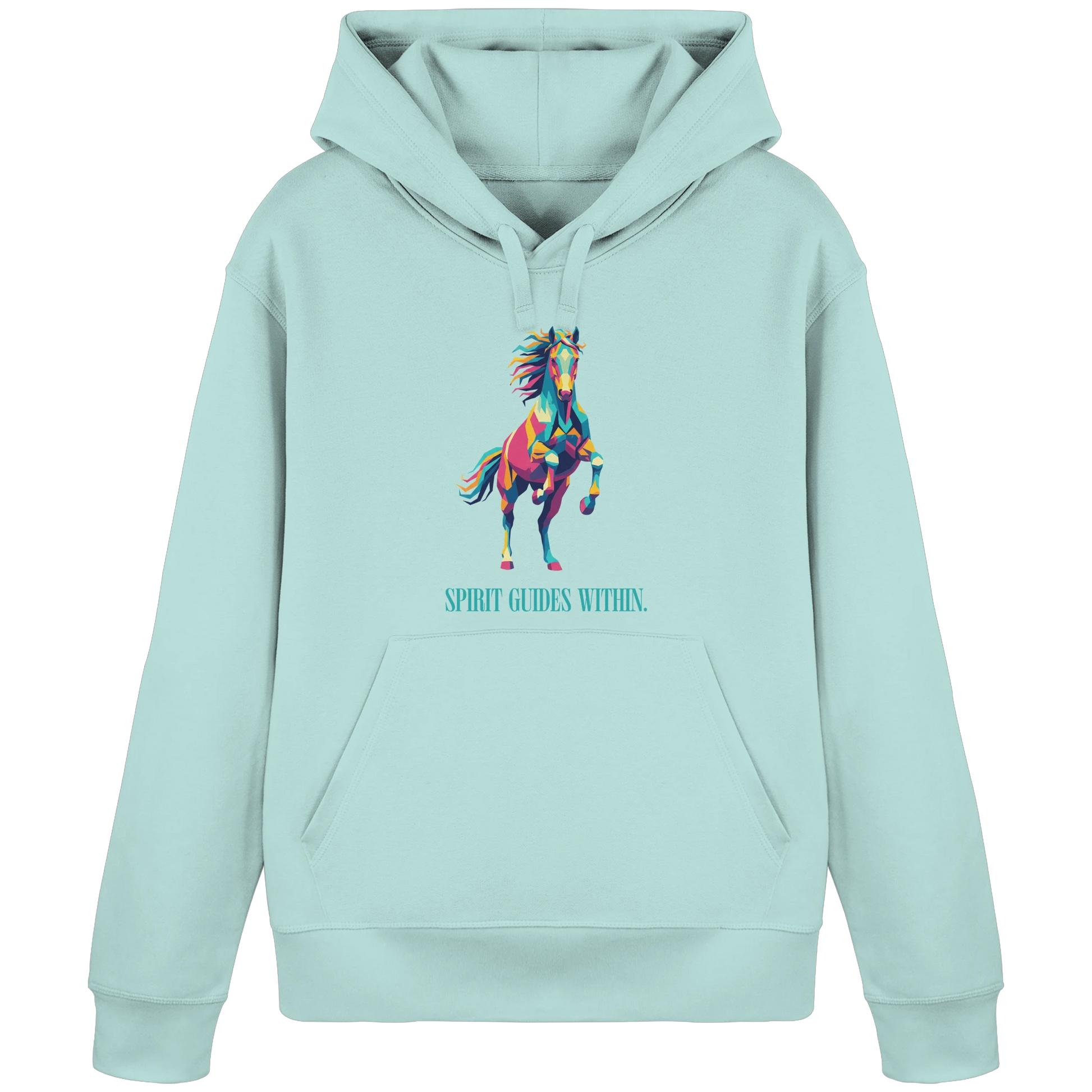 Bio Damen Hoodie in Anthracite mit Krafttier Pferd Geometric Motiv
