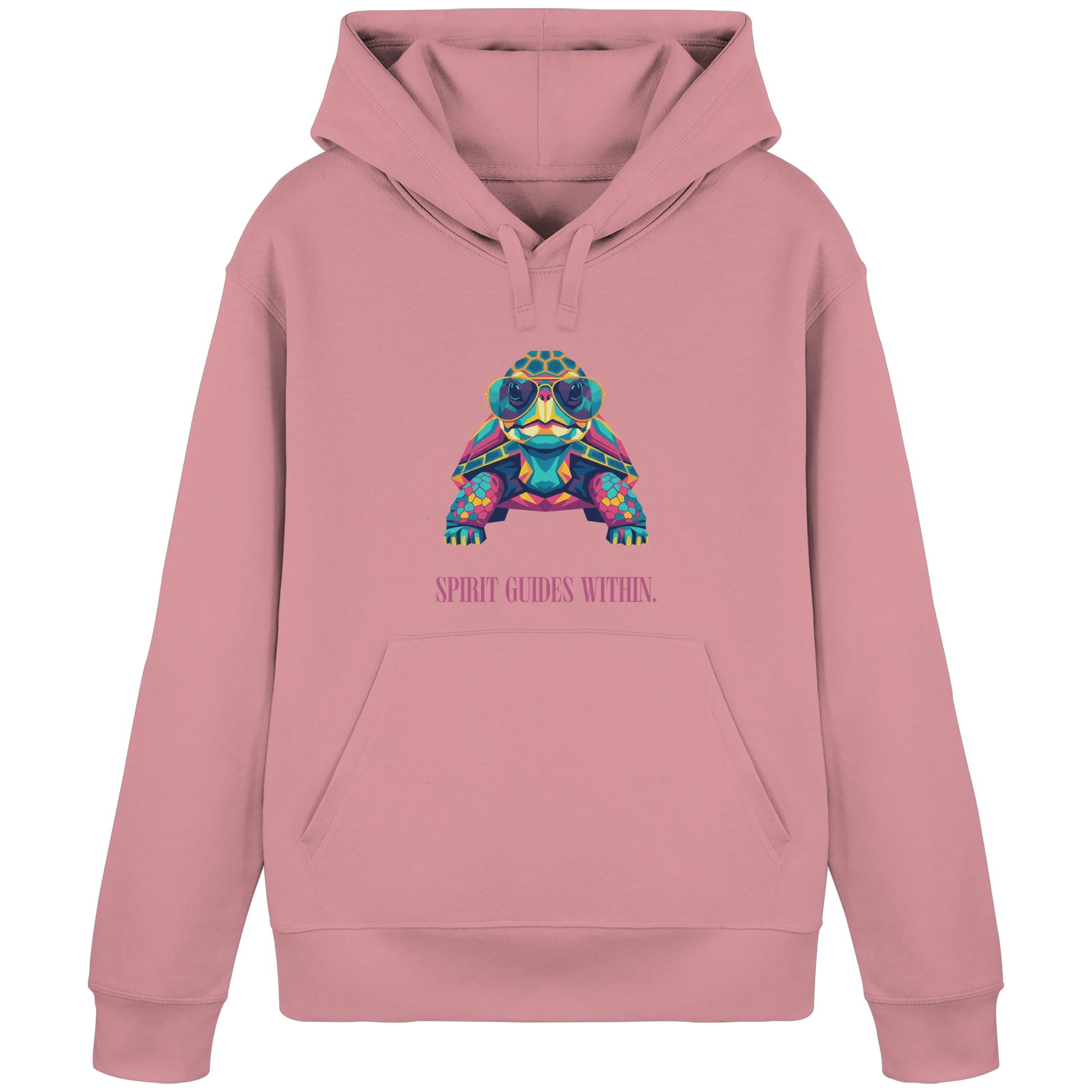 Bio Damen Hoodie in Anthracite mit Krafttier Schildkröte Geometric Motiv
