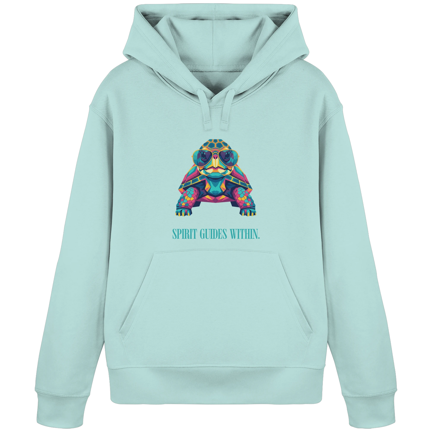 Bio Damen Hoodie in Anthracite mit Krafttier Schildkröte Geometric Motiv