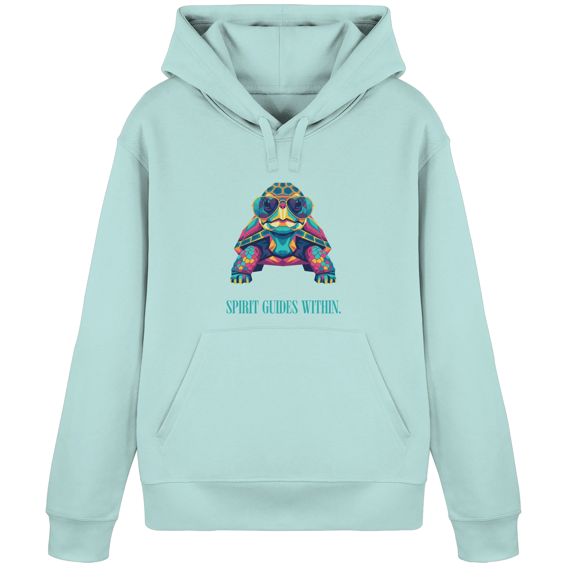 Bio Damen Hoodie in Anthracite mit Krafttier Schildkröte Geometric Motiv