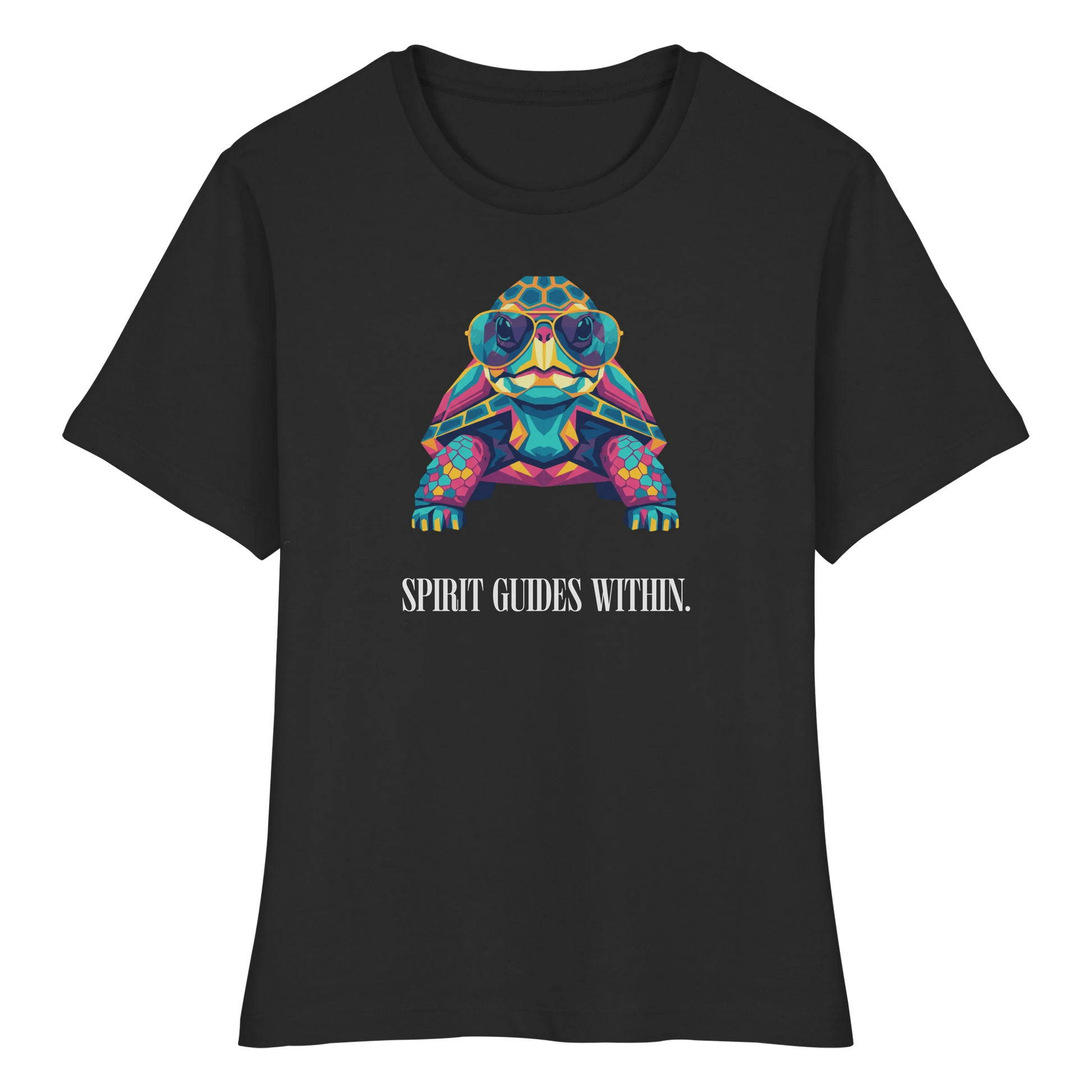 tailliertes Bio Damen Shirt in White mit Krafttier Schildkröte Geometric Motiv