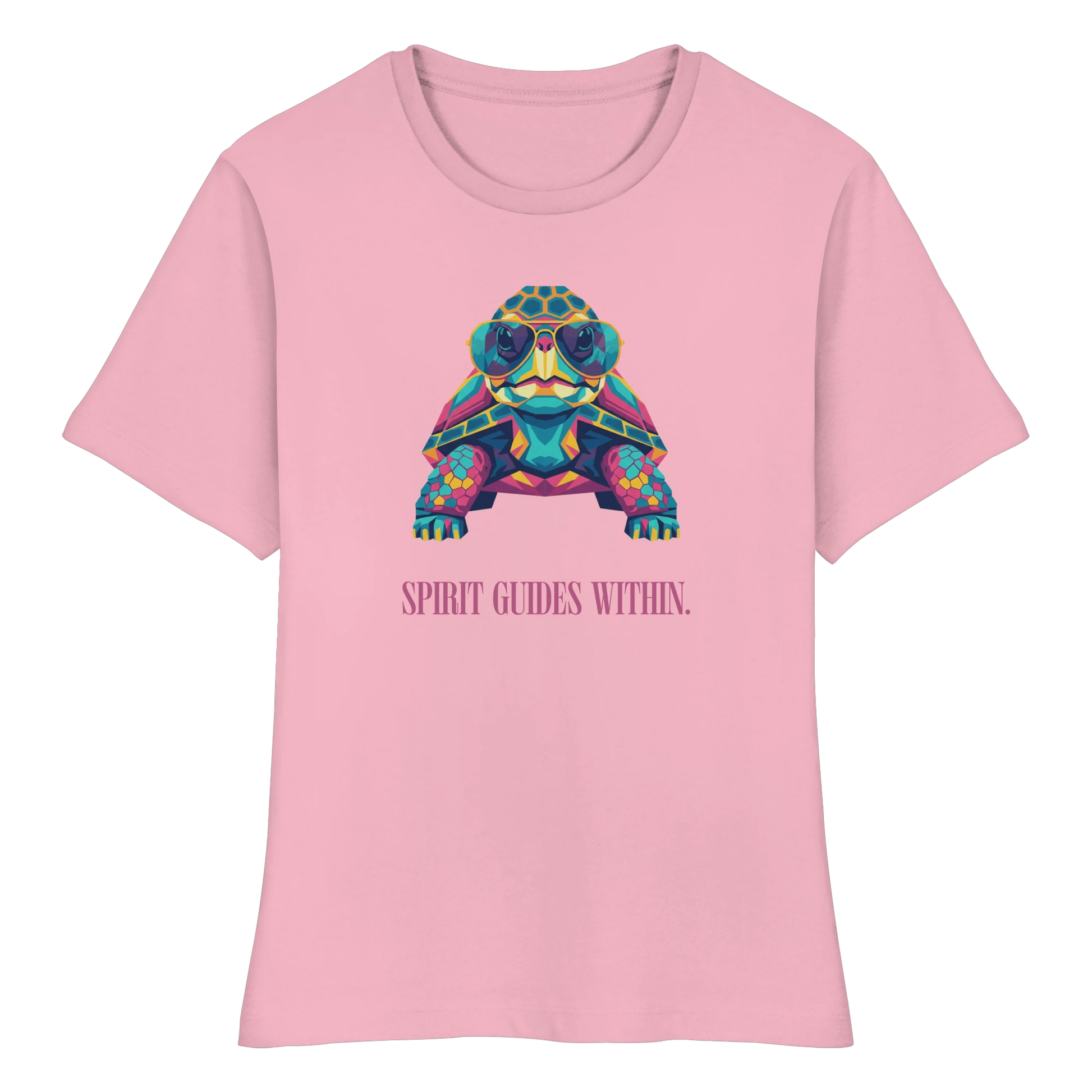 tailliertes Bio Damen Shirt in White mit Krafttier Schildkröte Geometric Motiv