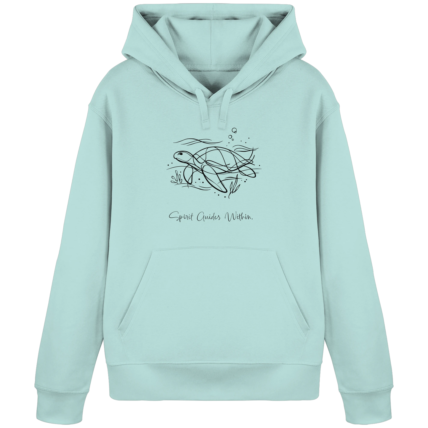 Bio Damen Hoodie in Canyon Pink mit Krafttier Schildkröte Lineart Motiv
