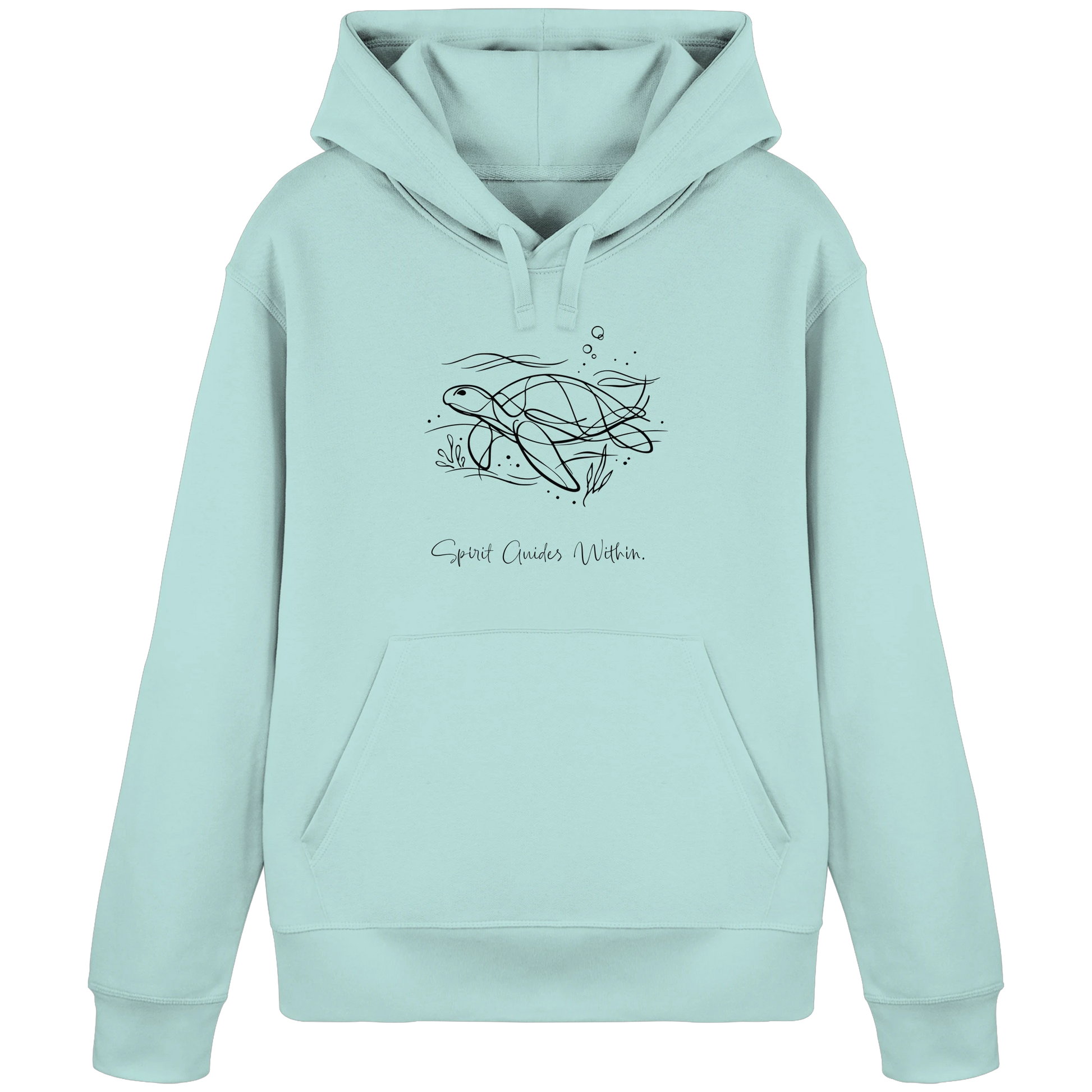 Bio Damen Hoodie in Canyon Pink mit Krafttier Schildkröte Lineart Motiv