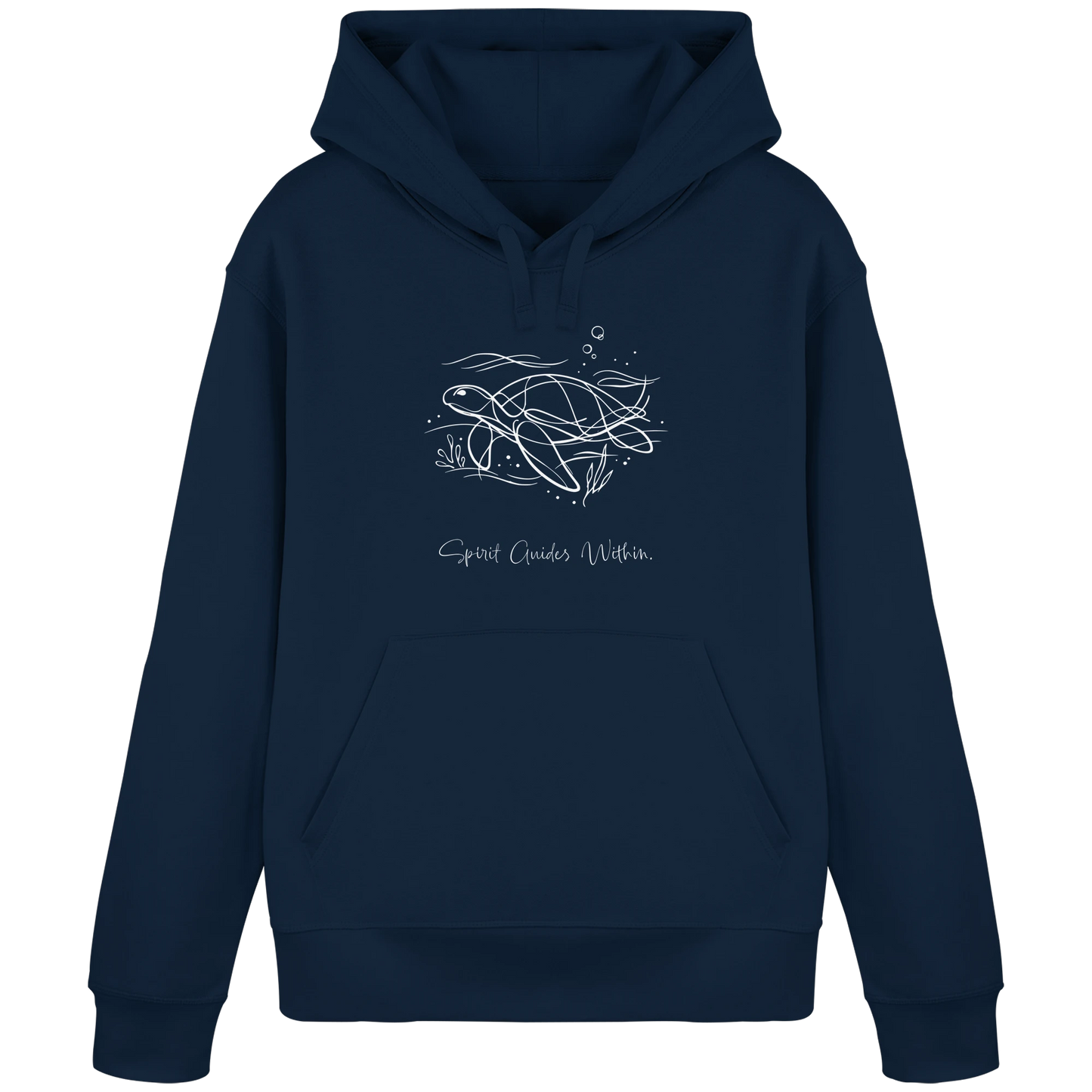 Bio Damen Hoodie in Canyon Pink mit Krafttier Schildkröte Lineart Motiv