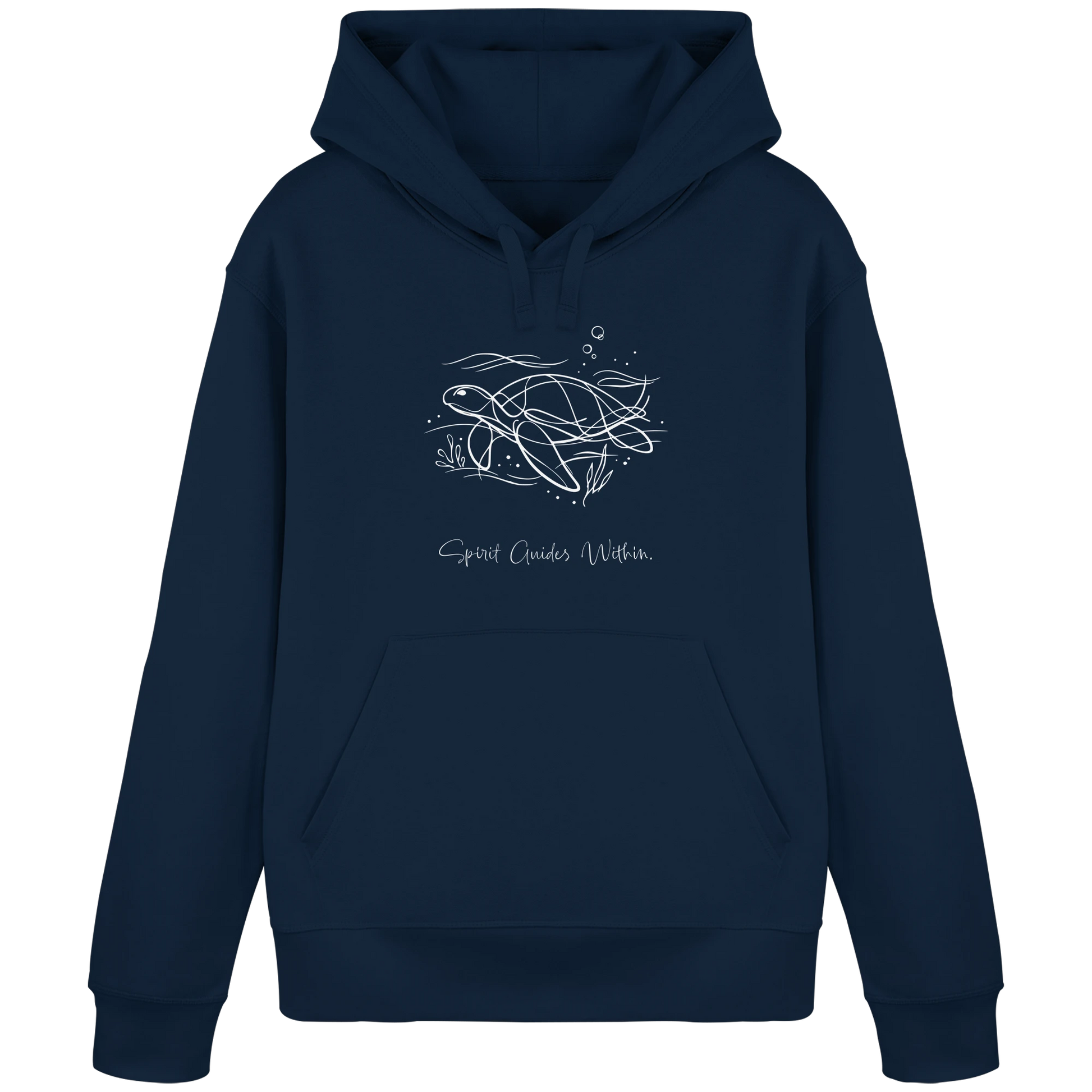 Bio Damen Hoodie in Canyon Pink mit Krafttier Schildkröte Lineart Motiv