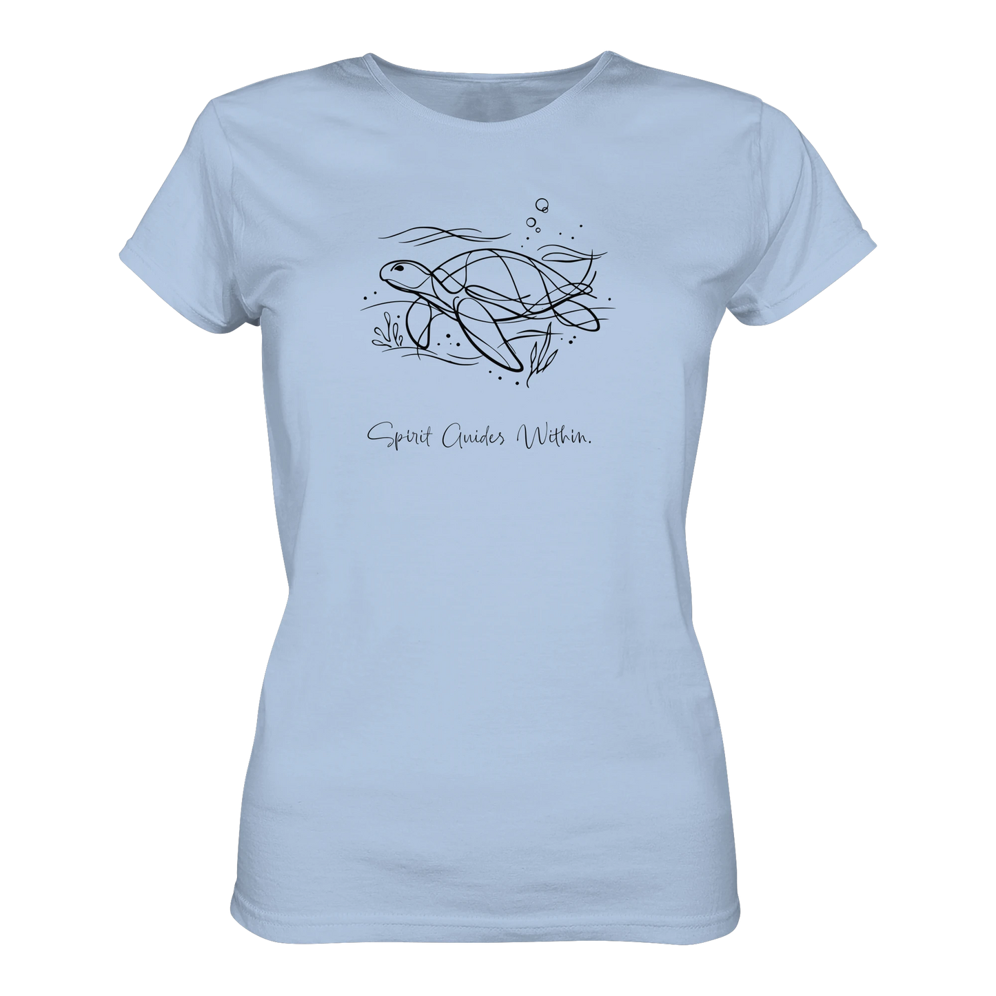 Bio Damen T-Shirt in Blue Soul mit Krafttier Schildkröte Lineart Motiv