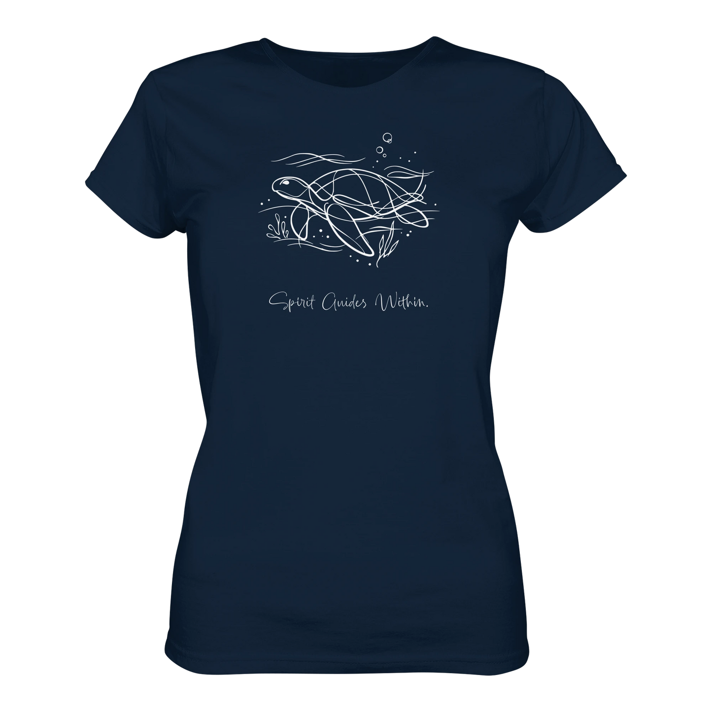 Bio Damen T-Shirt in Blue Soul mit Krafttier Schildkröte Lineart Motiv