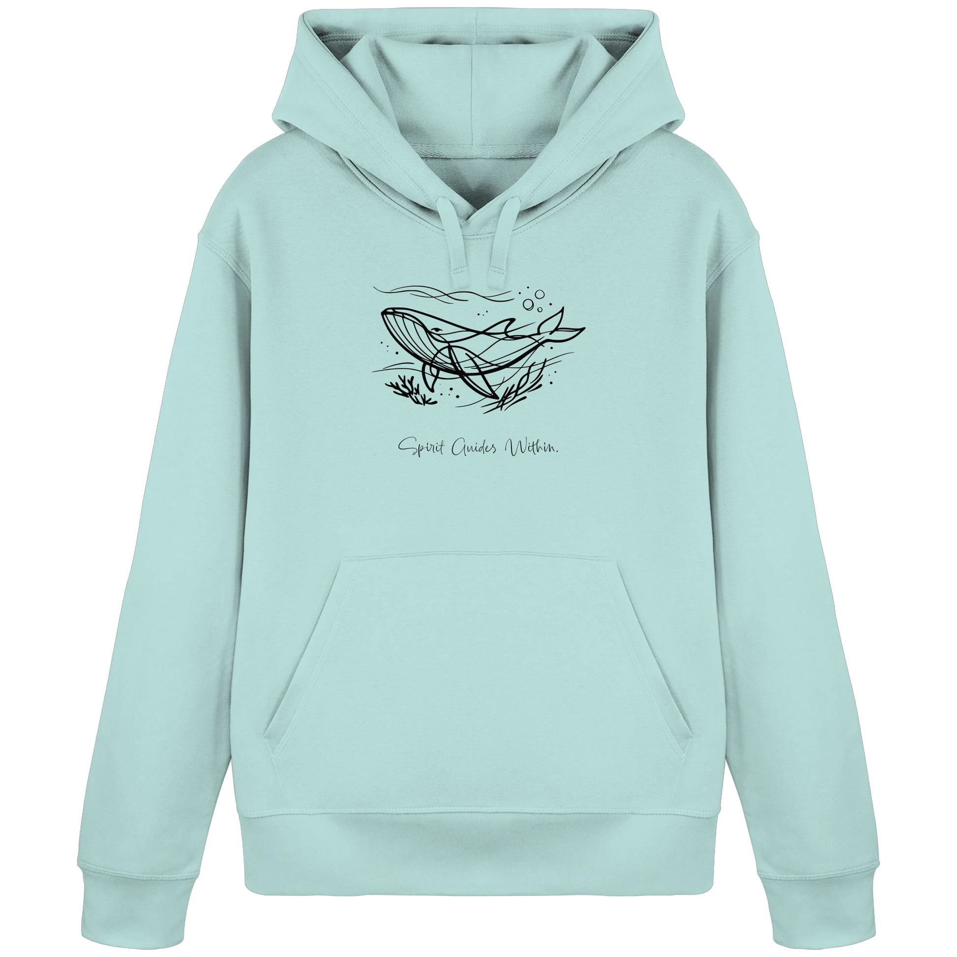Bio Damen Hoodie in Canyon Pink mit Krafttier Wal Lineart Motiv