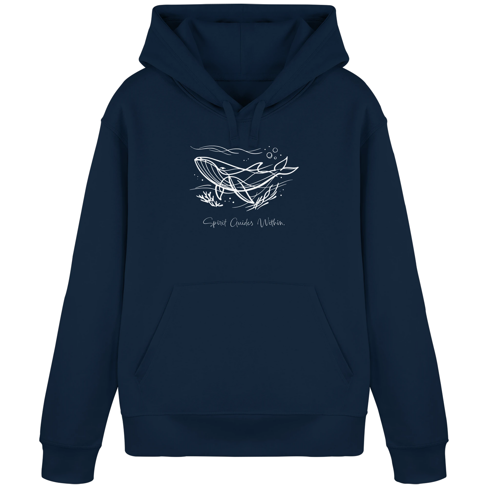 Bio Damen Hoodie in Canyon Pink mit Krafttier Wal Lineart Motiv