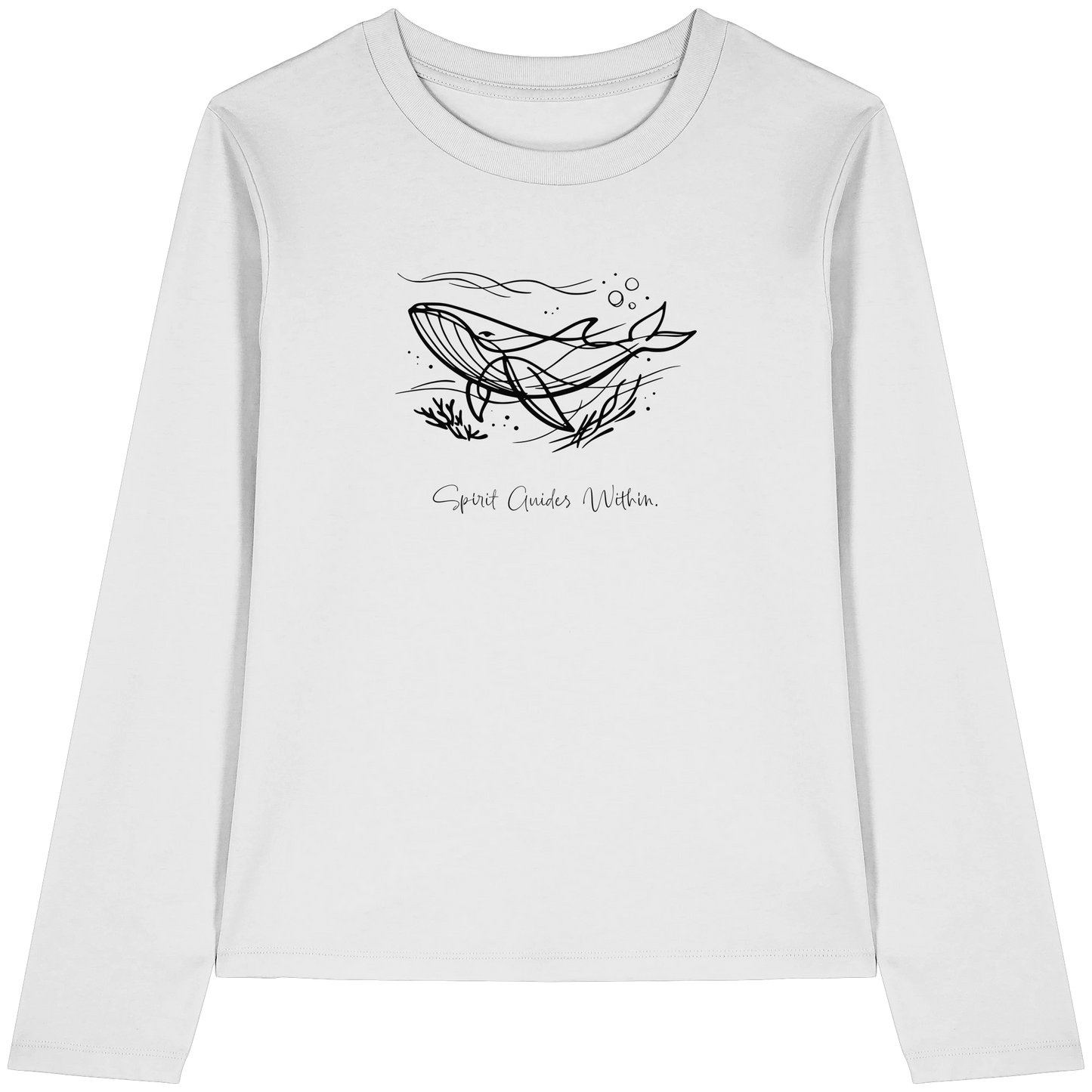 Bio Damen Langarmshirt in Cool Heather Grey mit Krafttier Wal Lineart Motiv