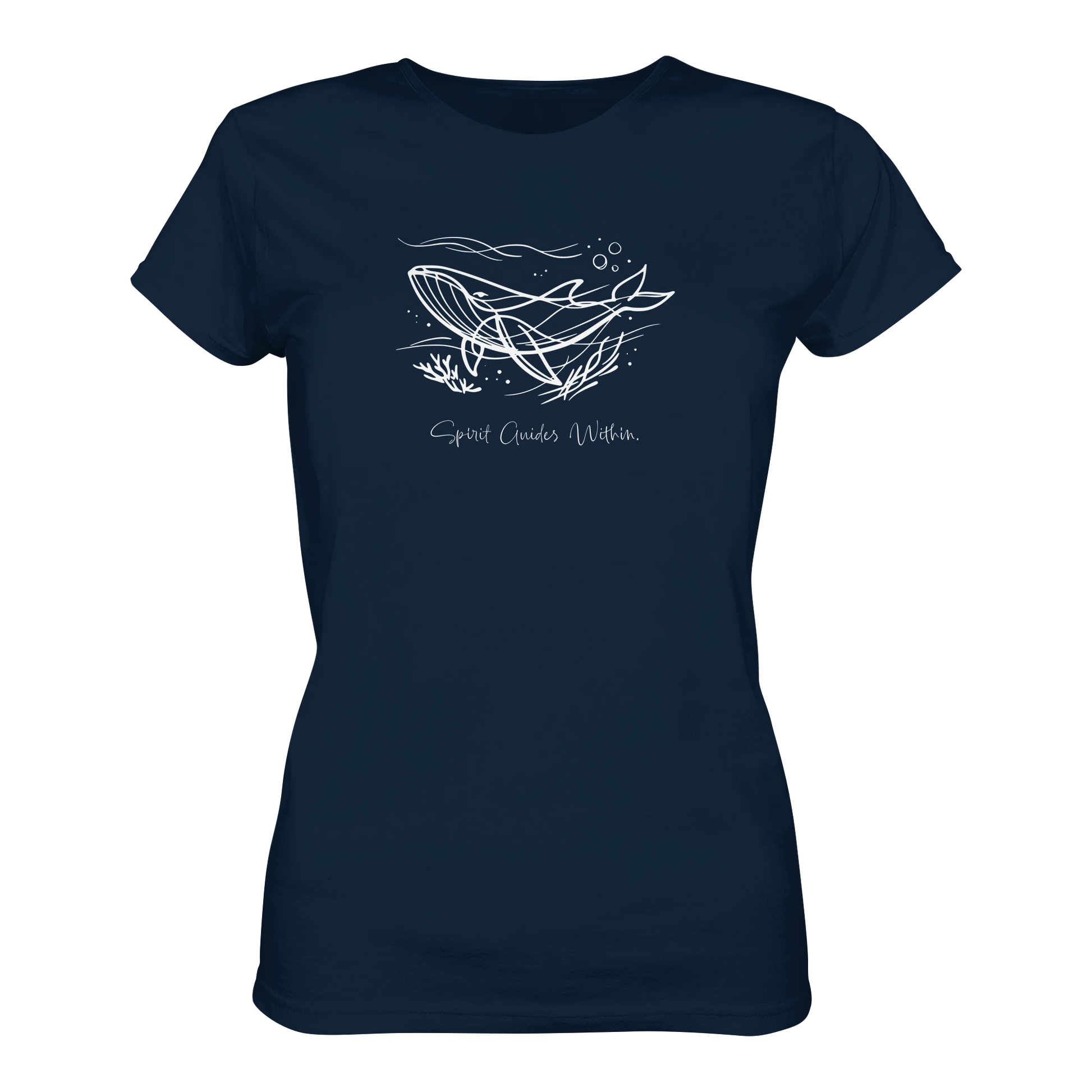 Bio Damen Produkt in Blue Soul mit Krafttier Wal Lineart Motiv