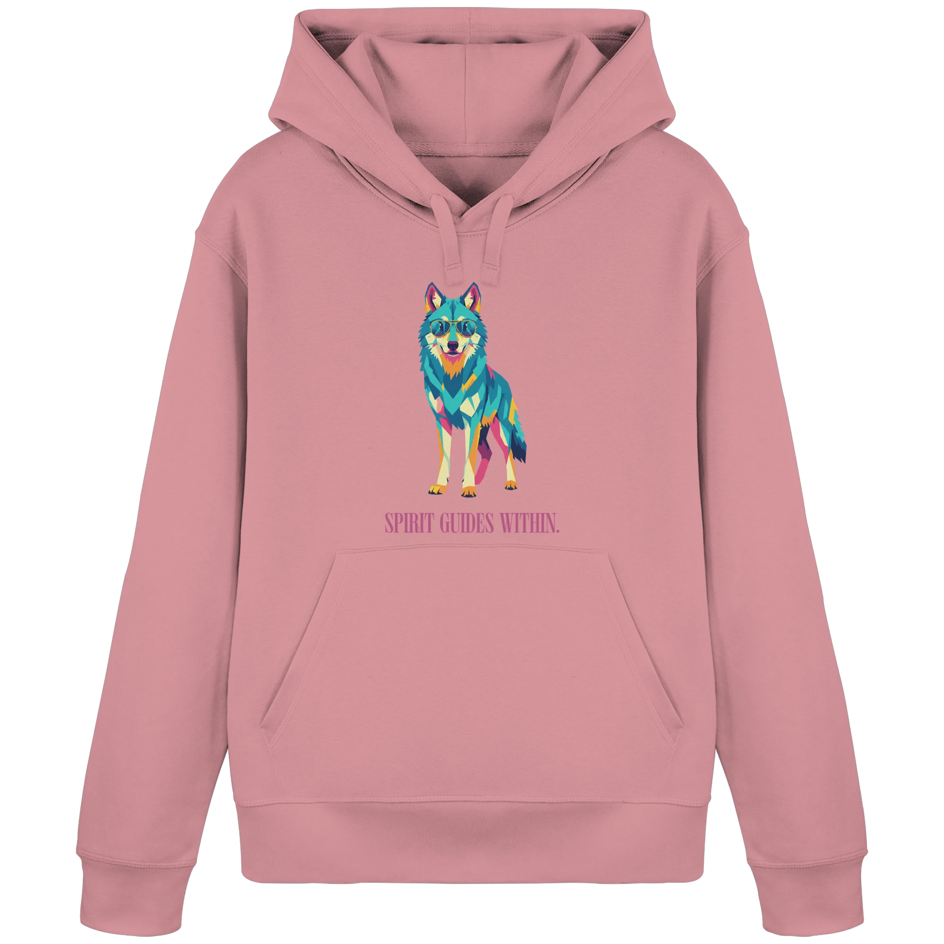 Bio Damen Hoodie in Anthracite mit Krafttier Wolf Motiv