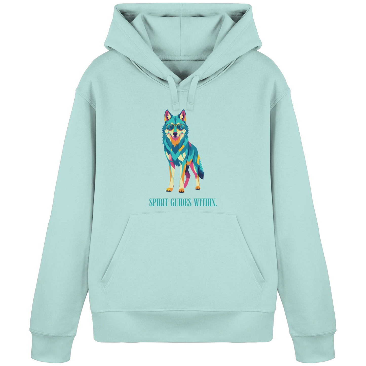 Bio Damen Hoodie in Anthracite mit Krafttier Wolf Motiv