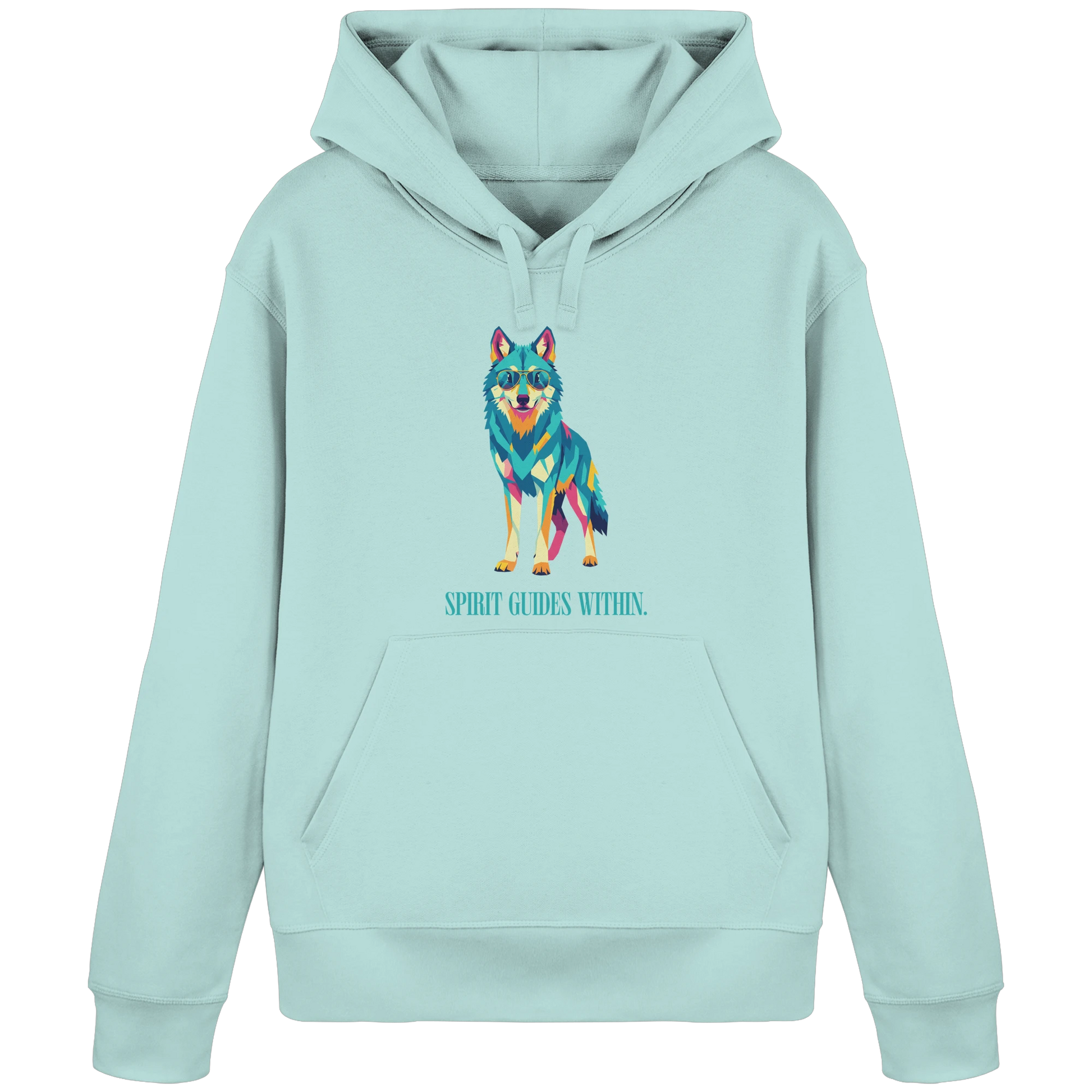 Bio Damen Hoodie in Anthracite mit Krafttier Wolf Motiv