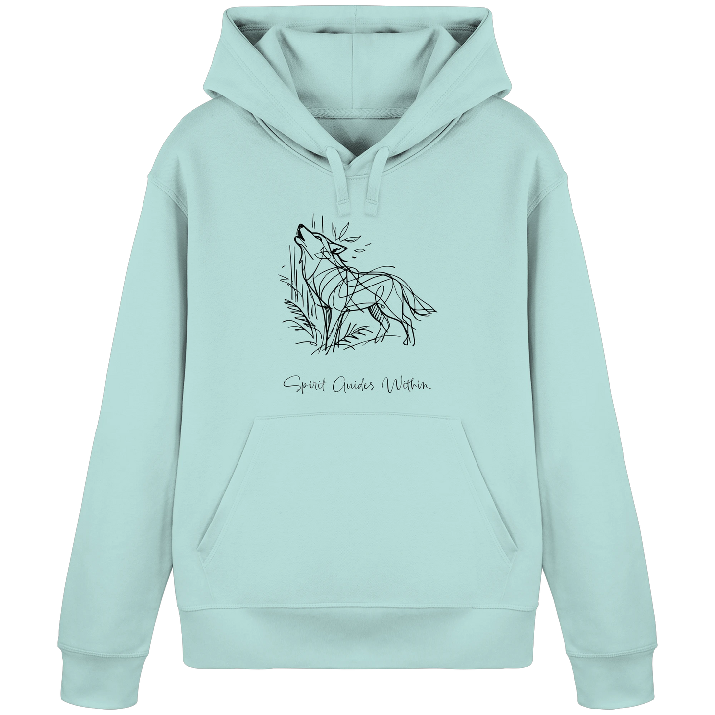 Bio Damen Hoodie in Canyon Pink mit Krafttier Wolf Lineart Motiv