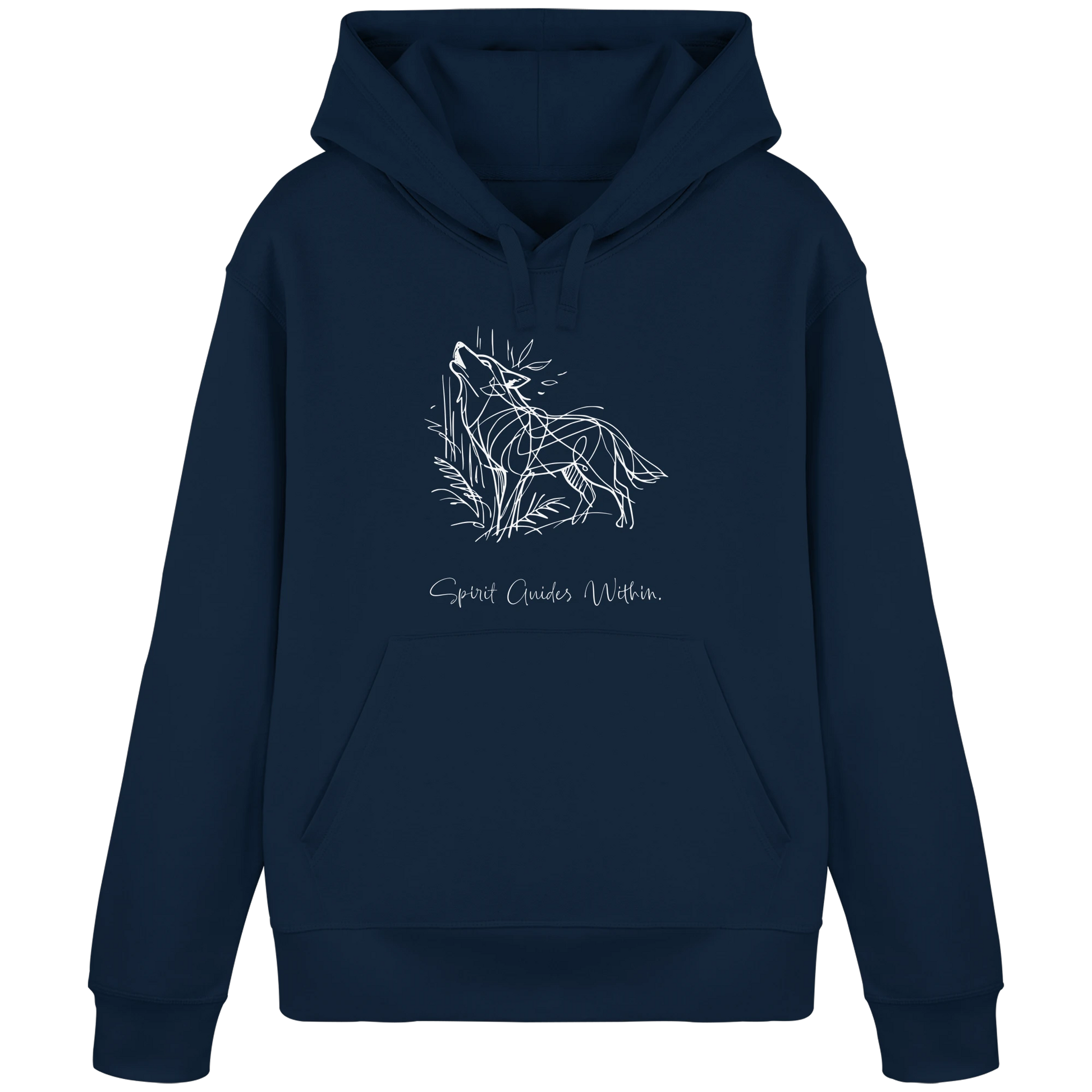 Bio Damen Hoodie in Canyon Pink mit Krafttier Wolf Lineart Motiv