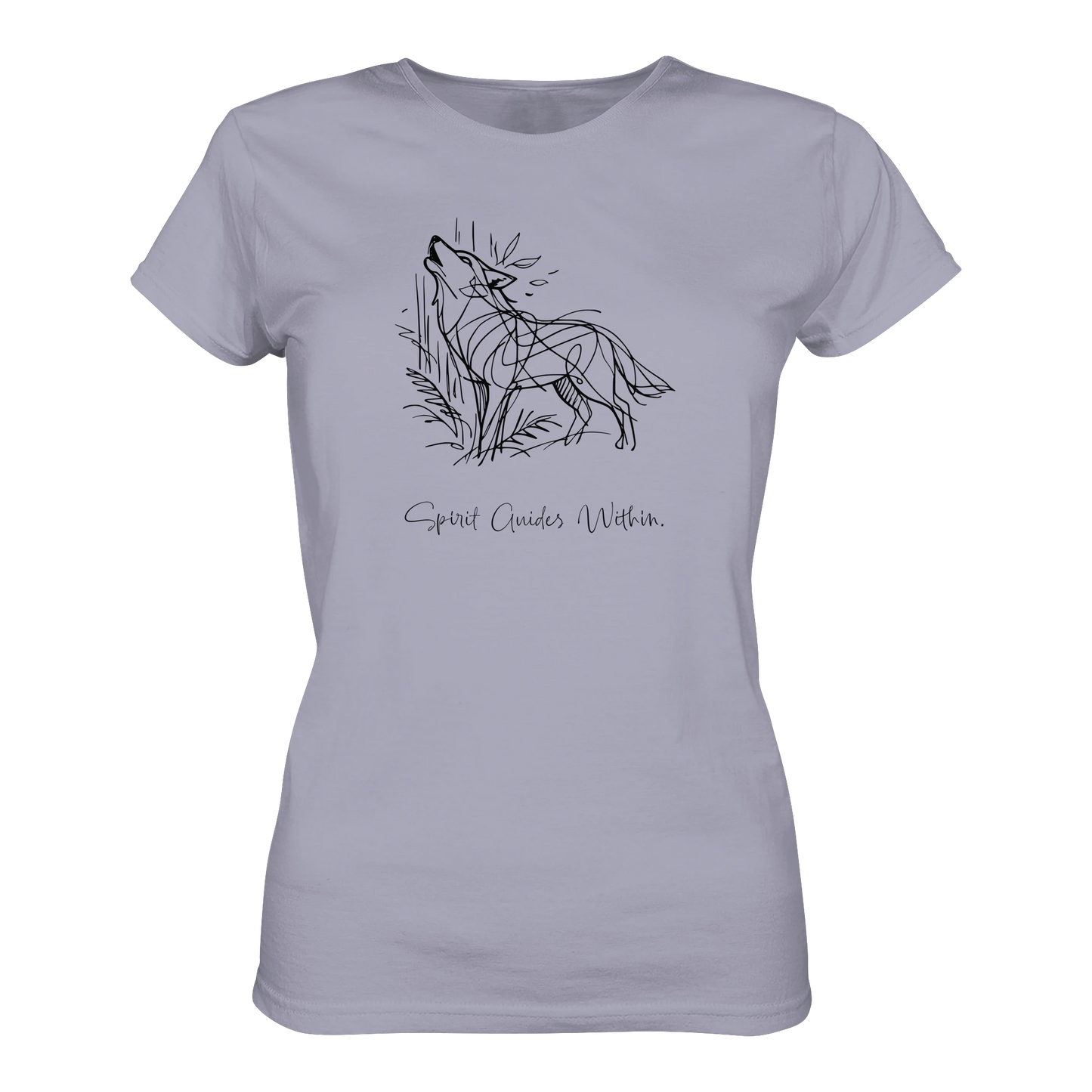 Bio Damen T-Shirt in Blue Soul mit Krafttier Wolf Lineart Motiv