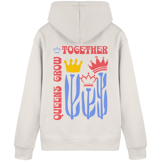Bio Damen Hoodie in Vintage White mit Verbundenheit & Sisterhood Design