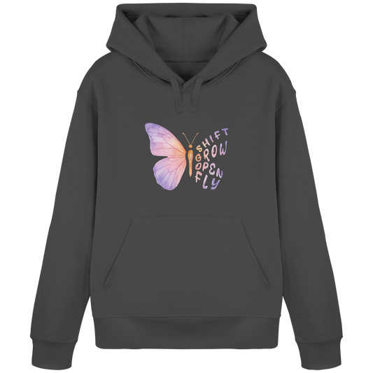 Bio Damen Produkt in Anthracite mit Krafttier Schmetterling Motiv