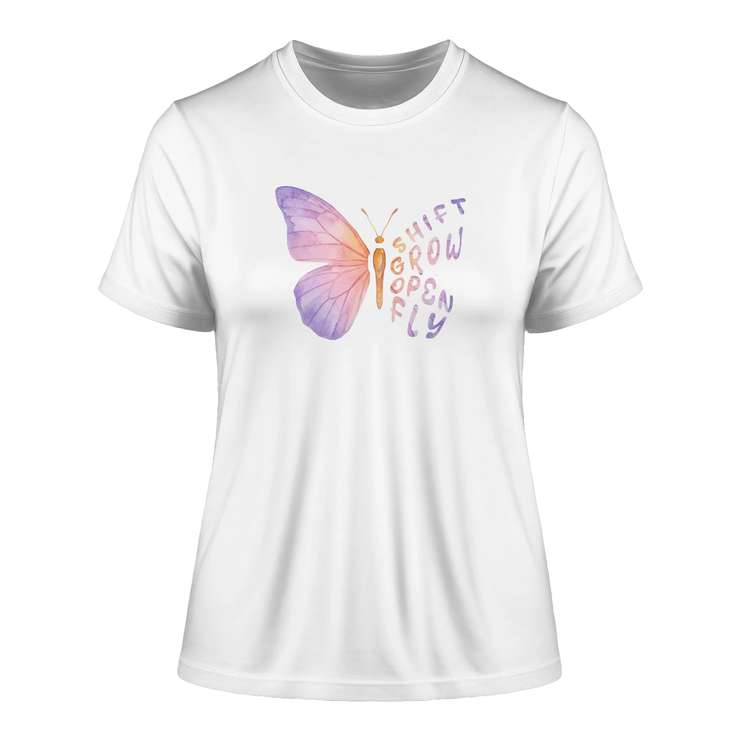 Bio Damen Produkt in White mit Krafttier Schmetterling Motiv