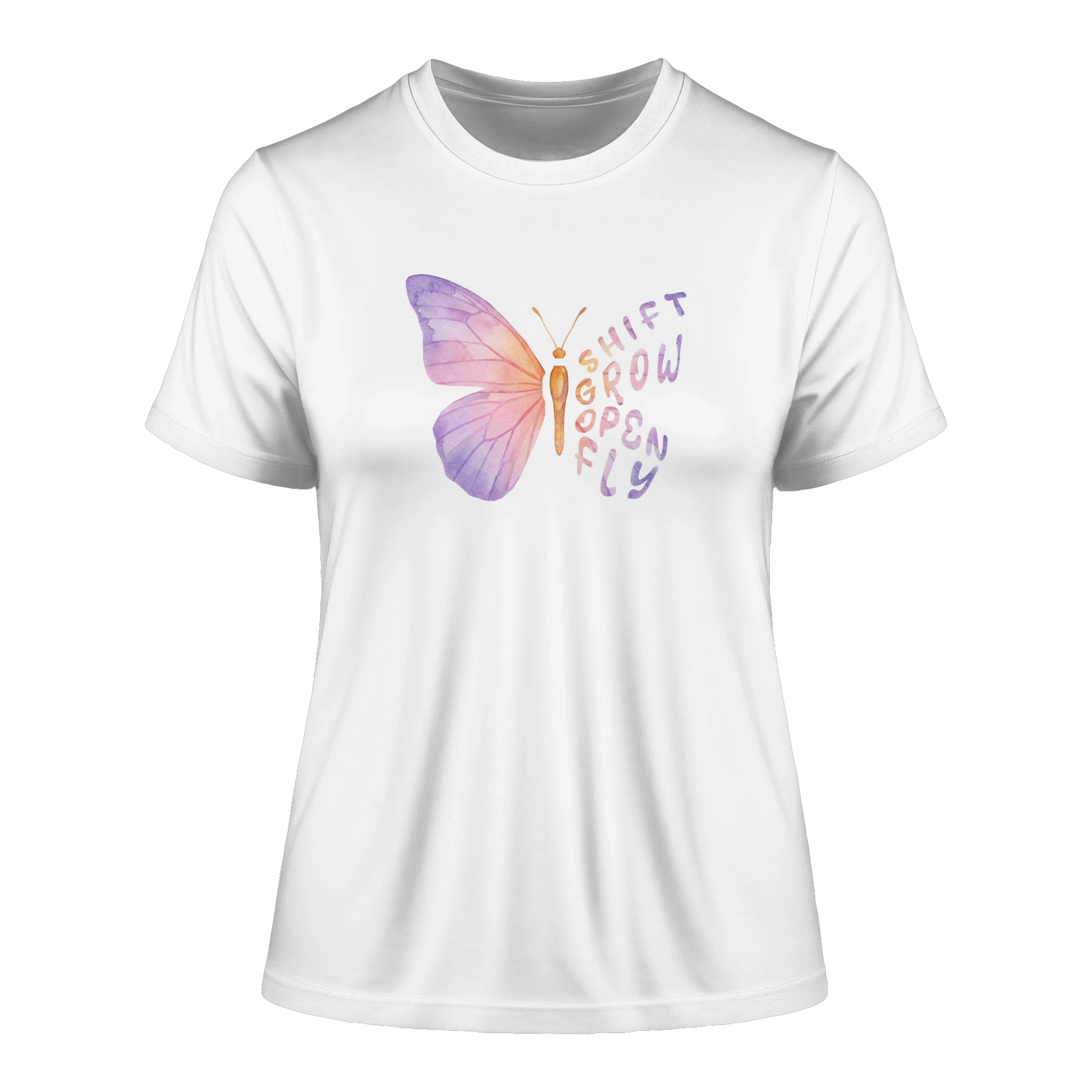 Bio Damen Produkt in White mit Krafttier Schmetterling Motiv