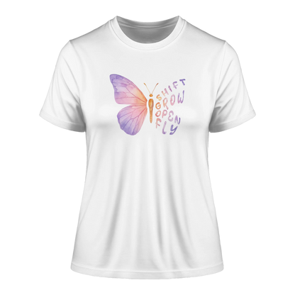 Bio Damen Produkt in White mit Krafttier Schmetterling Motiv