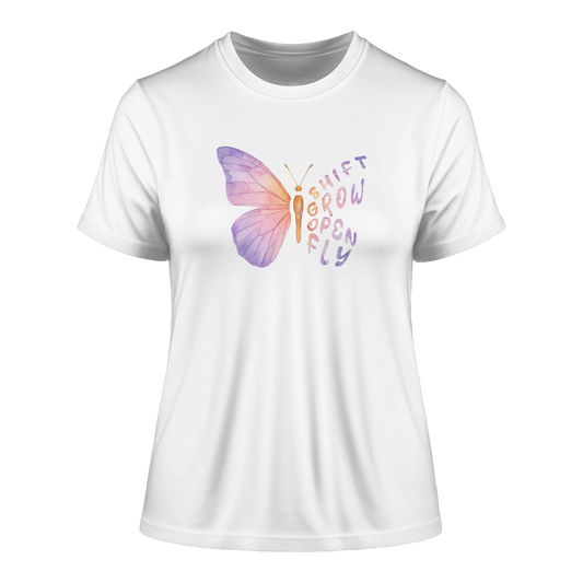 Bio Damen Produkt in White mit Krafttier Schmetterling Motiv