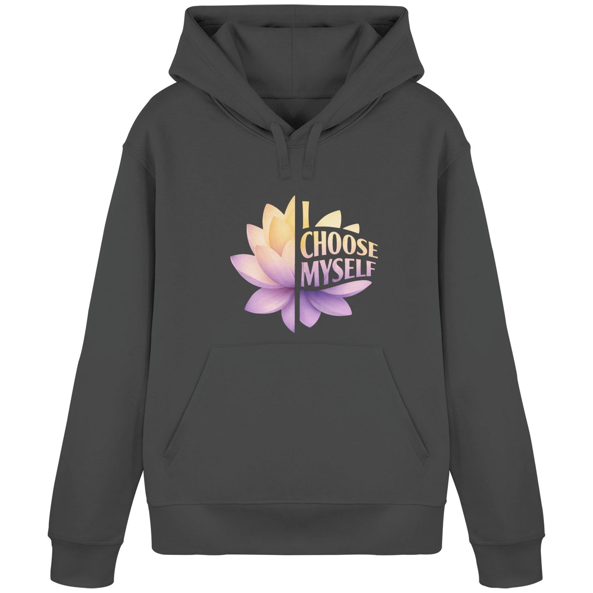Bio Damen Produkt in Anthracite mit Lotus I choose myself Design