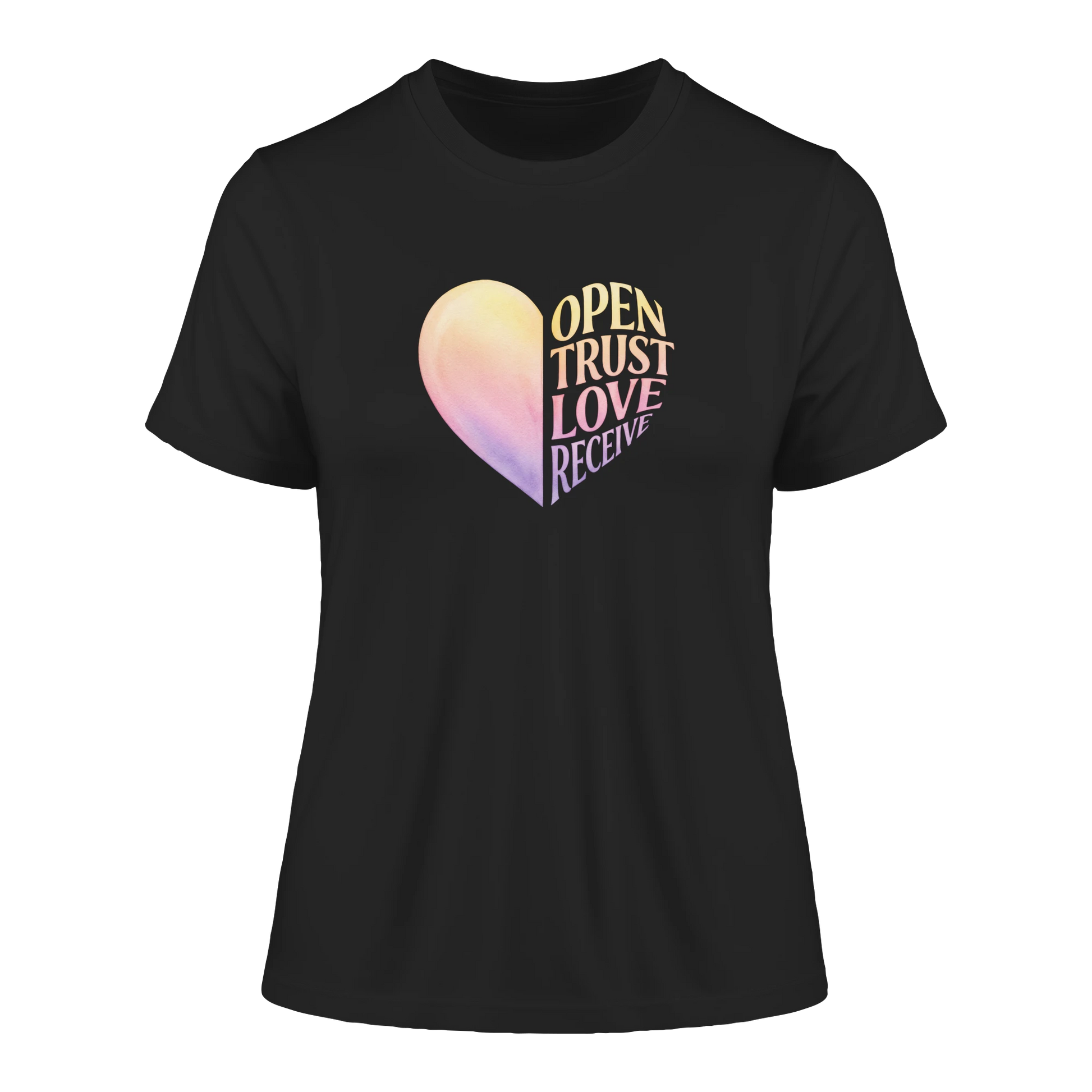 Bio Damen Produkt in Blue Soul mit Open Yourself to Love Design