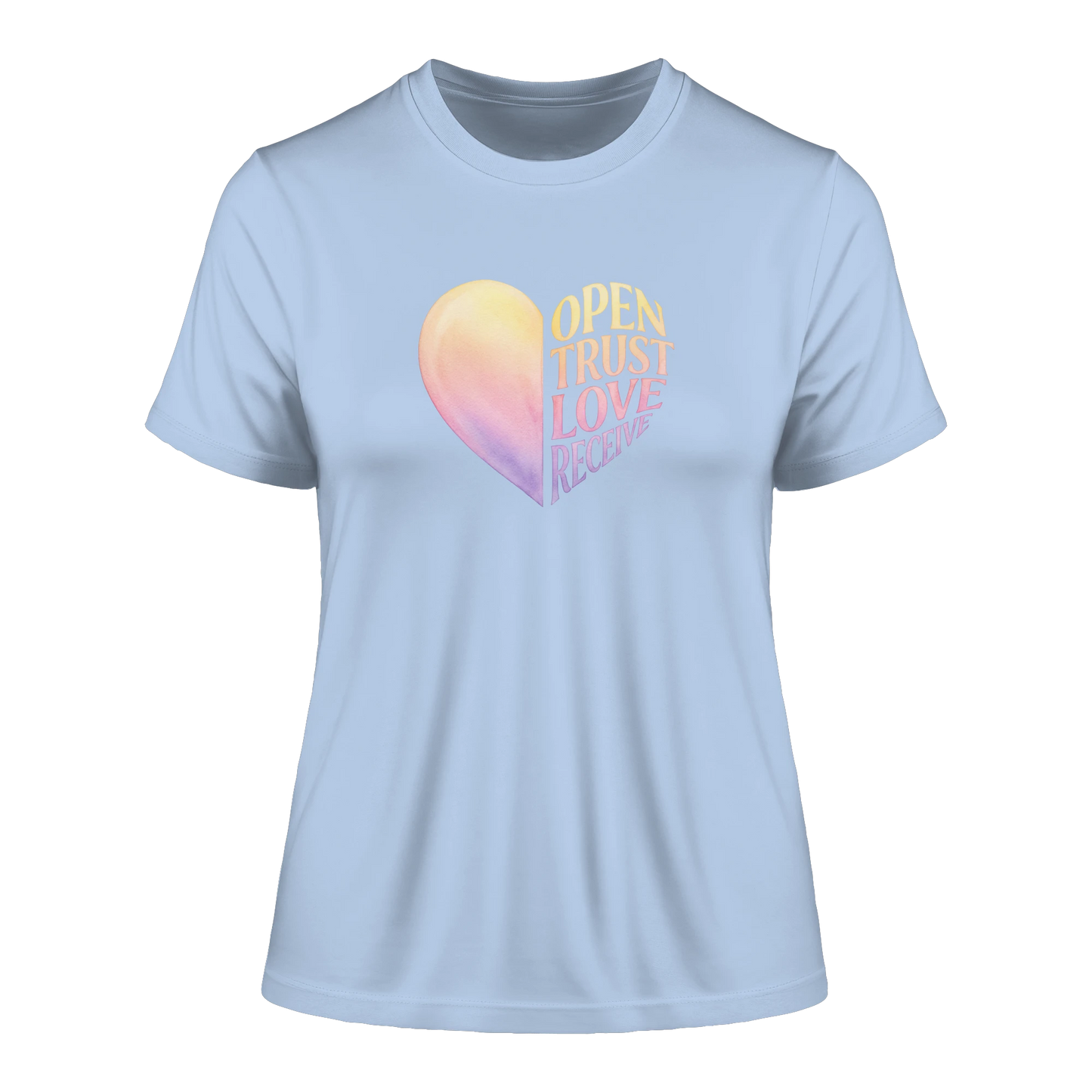Bio Damen Produkt in Blue Soul mit Open Yourself to Love Design