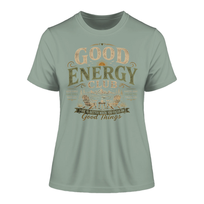 tailliertes Bio Damen Shirt in White mit Good Energy Club Design