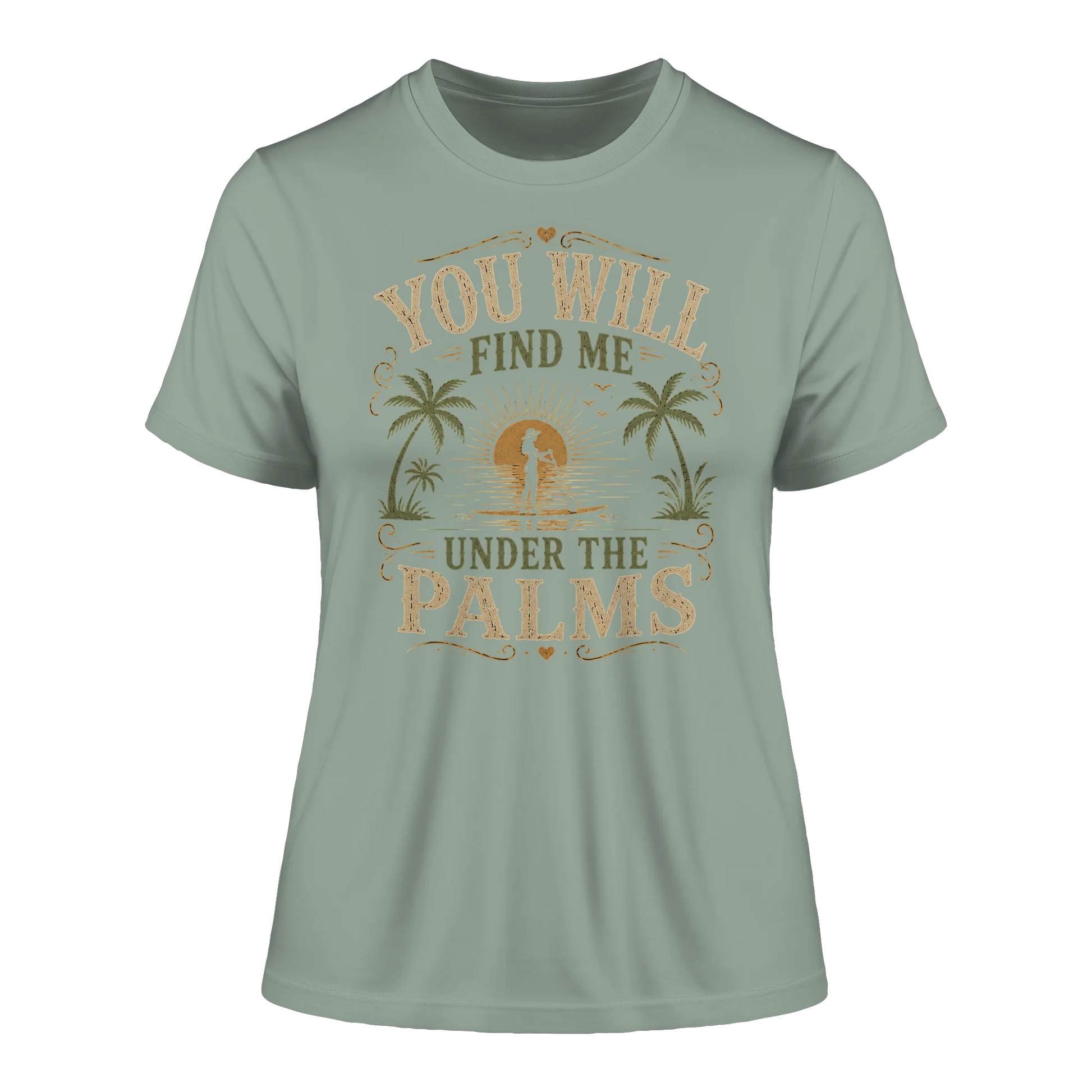 tailliertes Bio Damen Shirt in White mit Vintage Palms Design