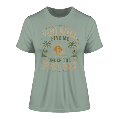 tailliertes Bio Damen Shirt in White mit Vintage Palms Design