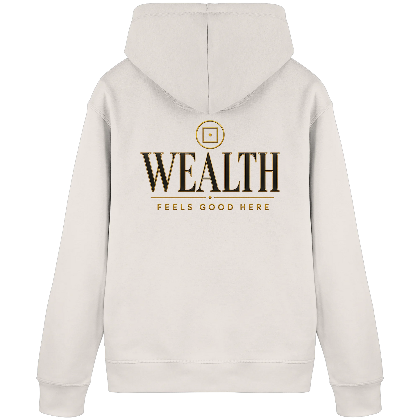 Heller Hoodie mit „Wealth“-Money-Mindset-Design für Fülle, Selbstwert und Wohlstand.
